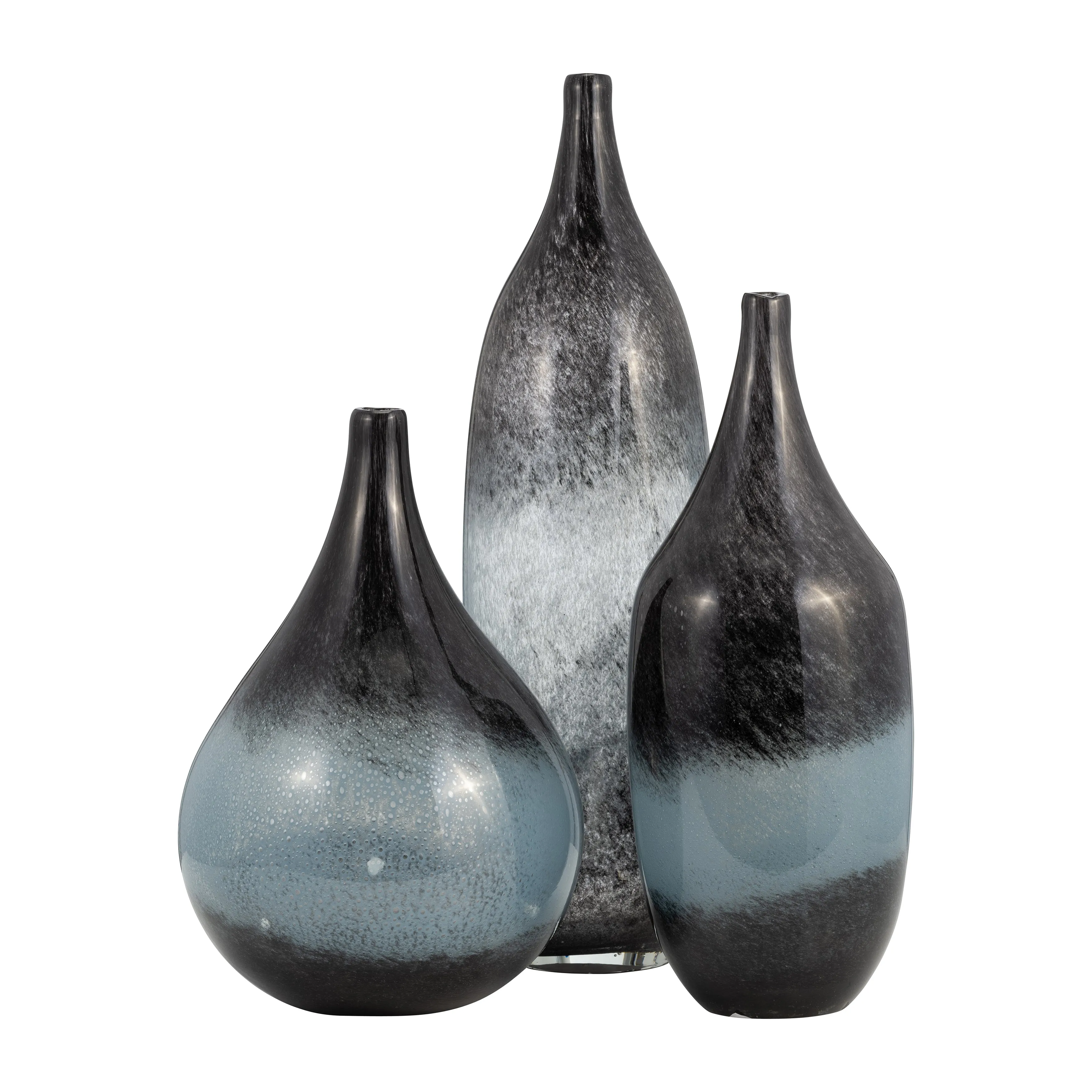 GLASS, 12" VASE BLUE OMBRE