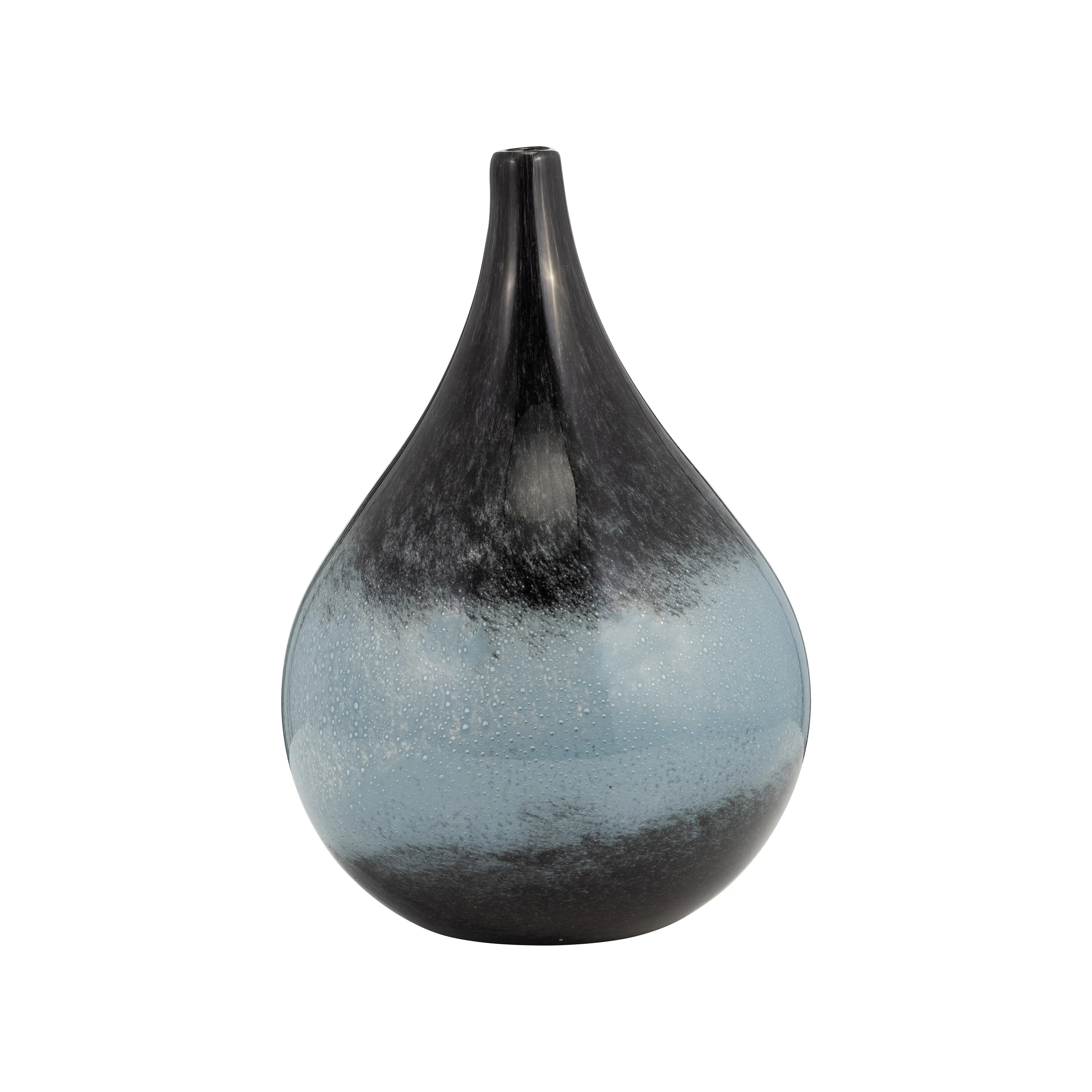 GLASS, 12" VASE BLUE OMBRE