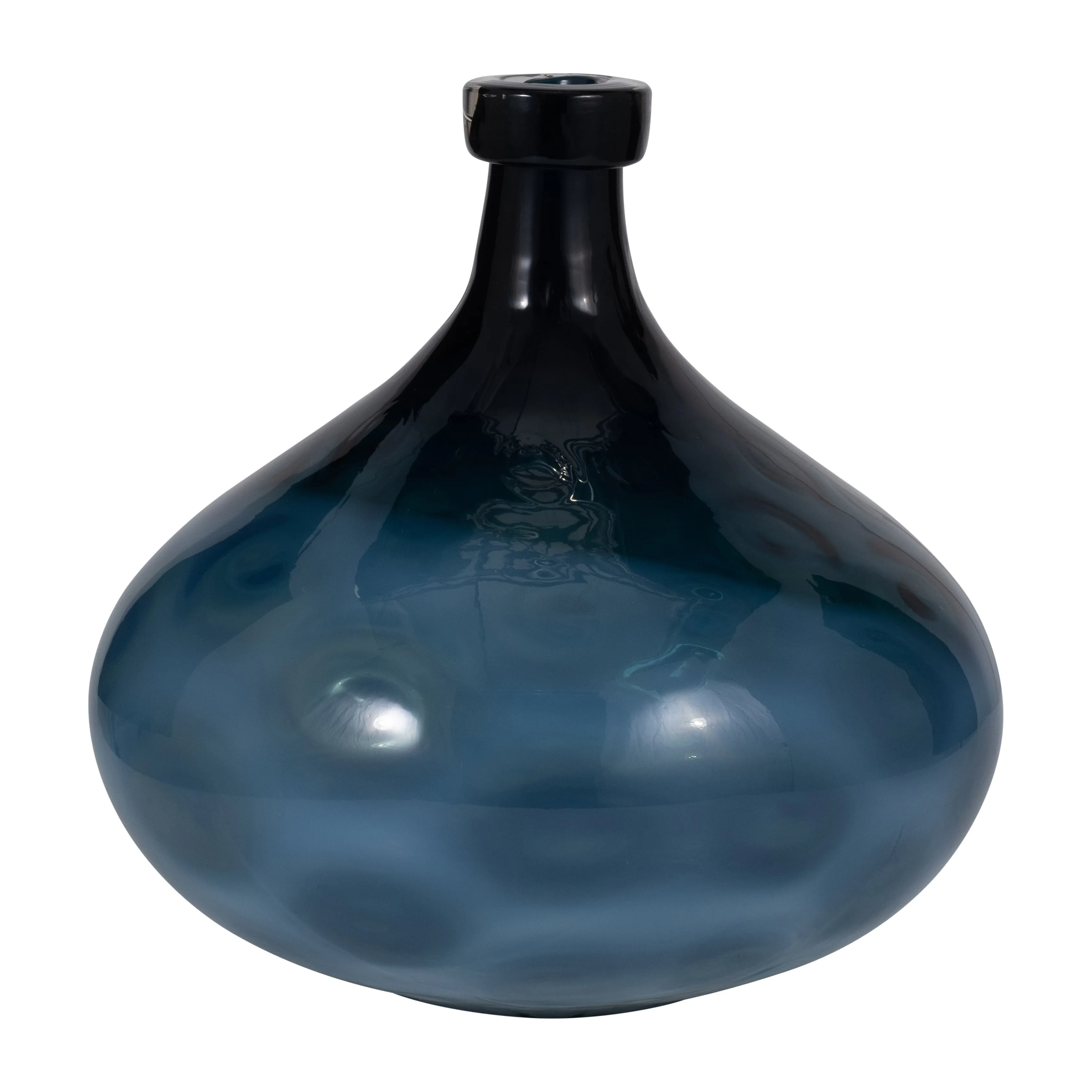 GLASS, 13" DIMPLE VASE BLUE