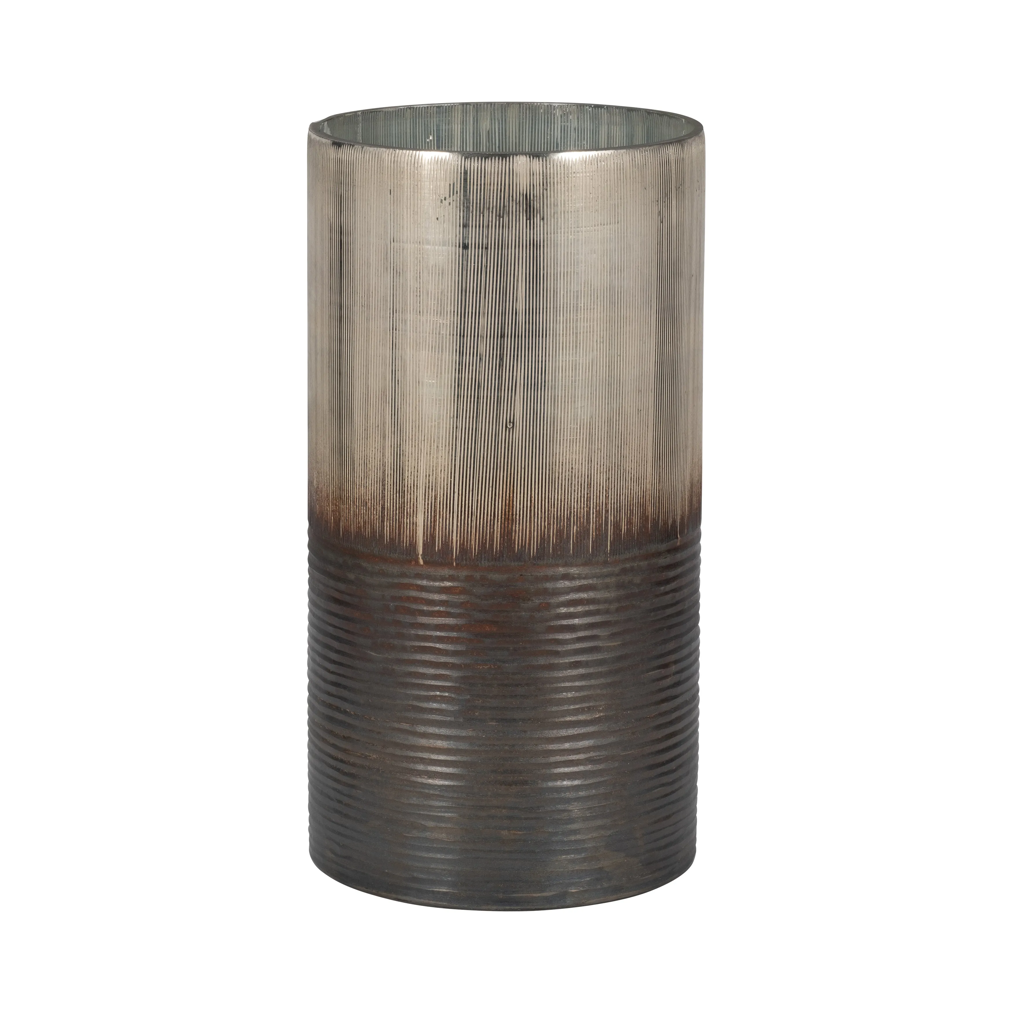 GLASS, 13" METALLIC 2-TONE VASE, SILVER