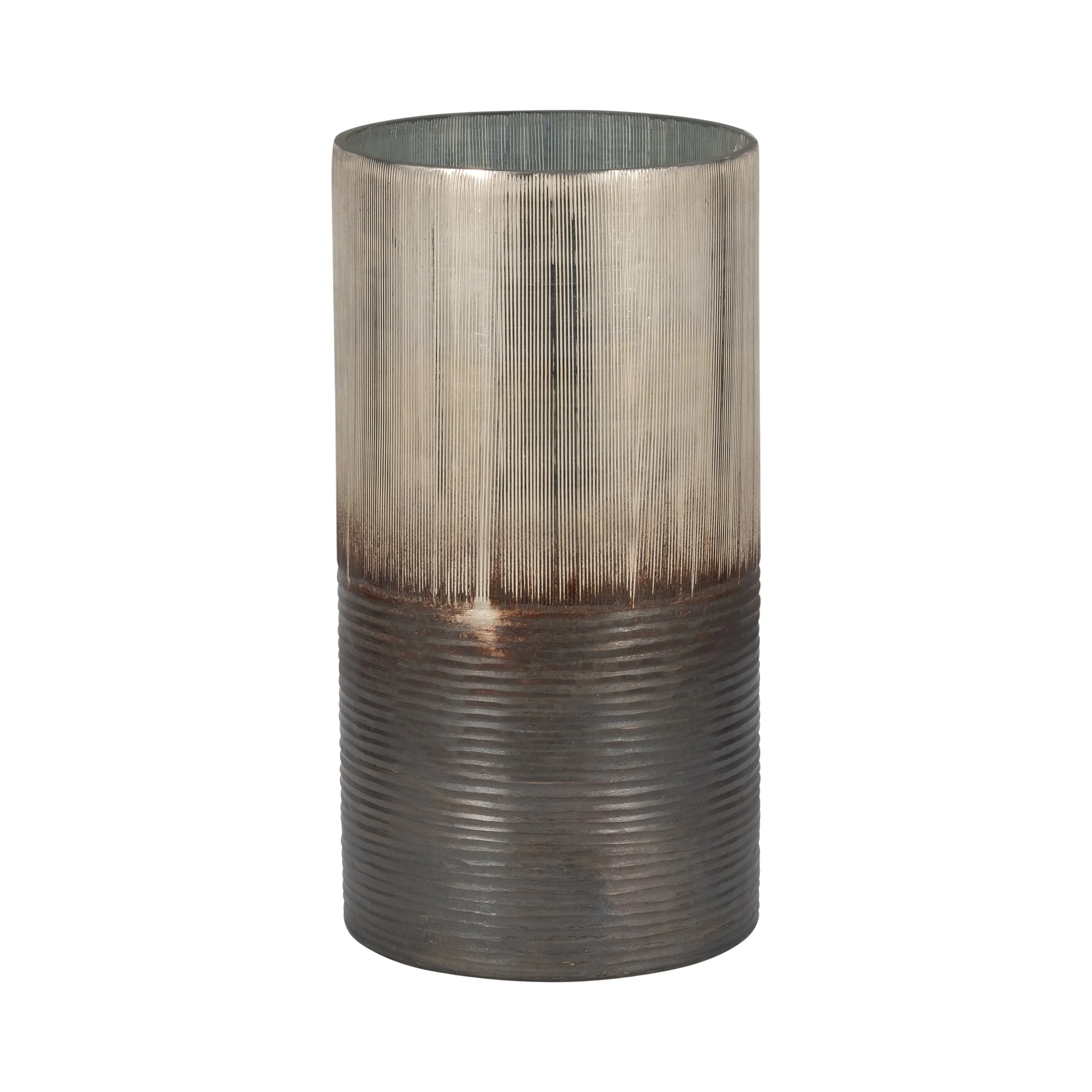GLASS, 13" METALLIC 2-TONE VASE, SILVER