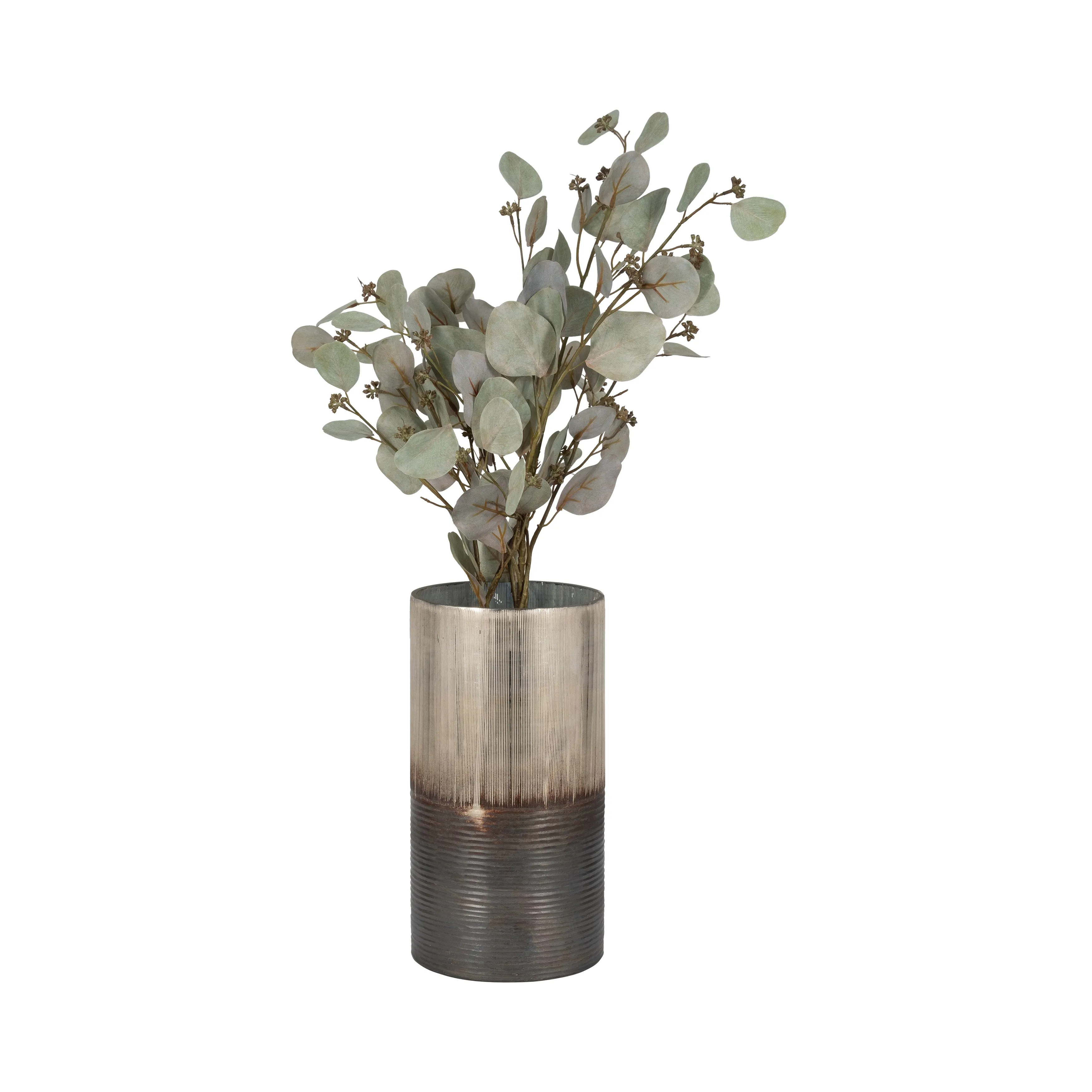 GLASS, 13" METALLIC 2-TONE VASE, SILVER