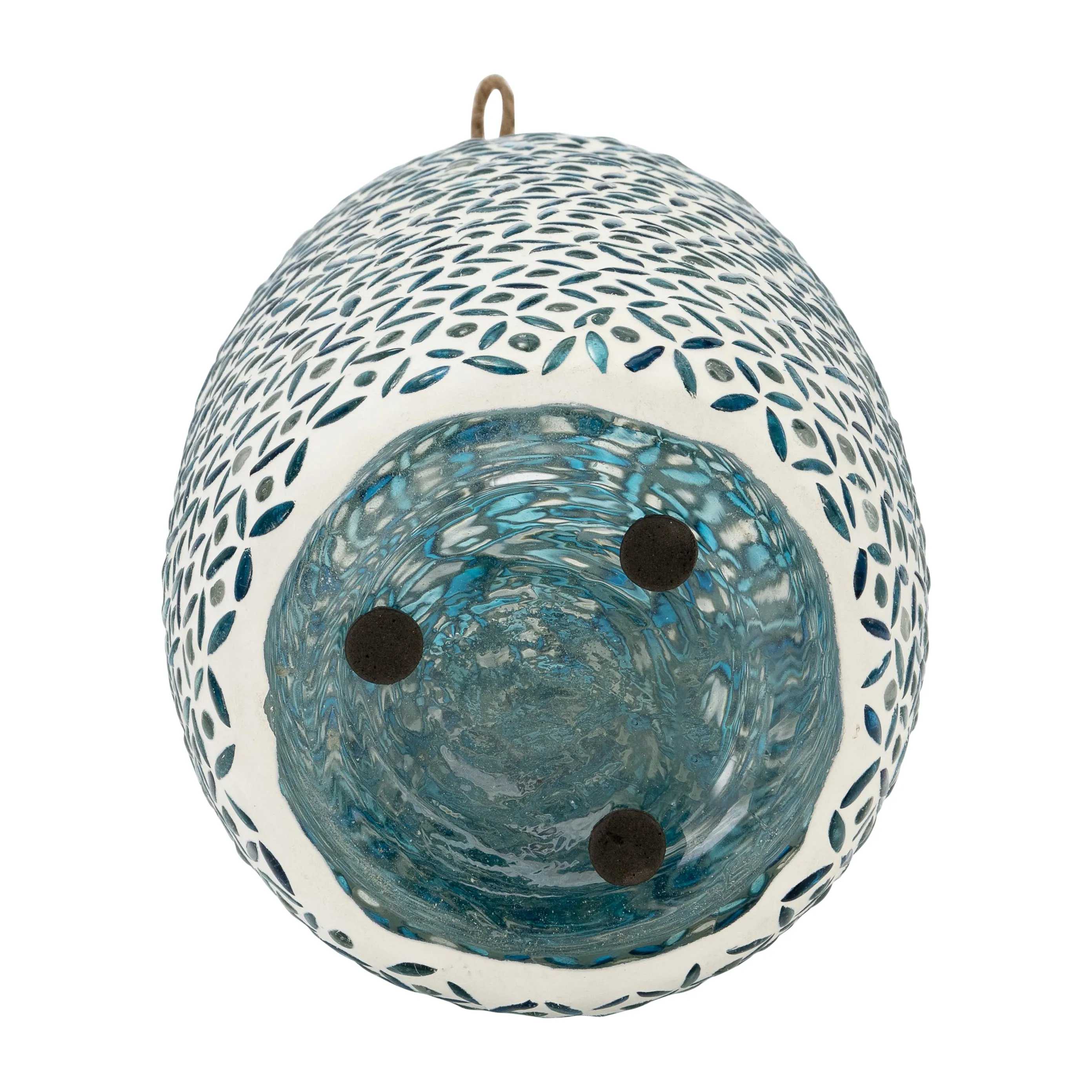 GLASS, 13"H MOSAIC VASE, BLUE
