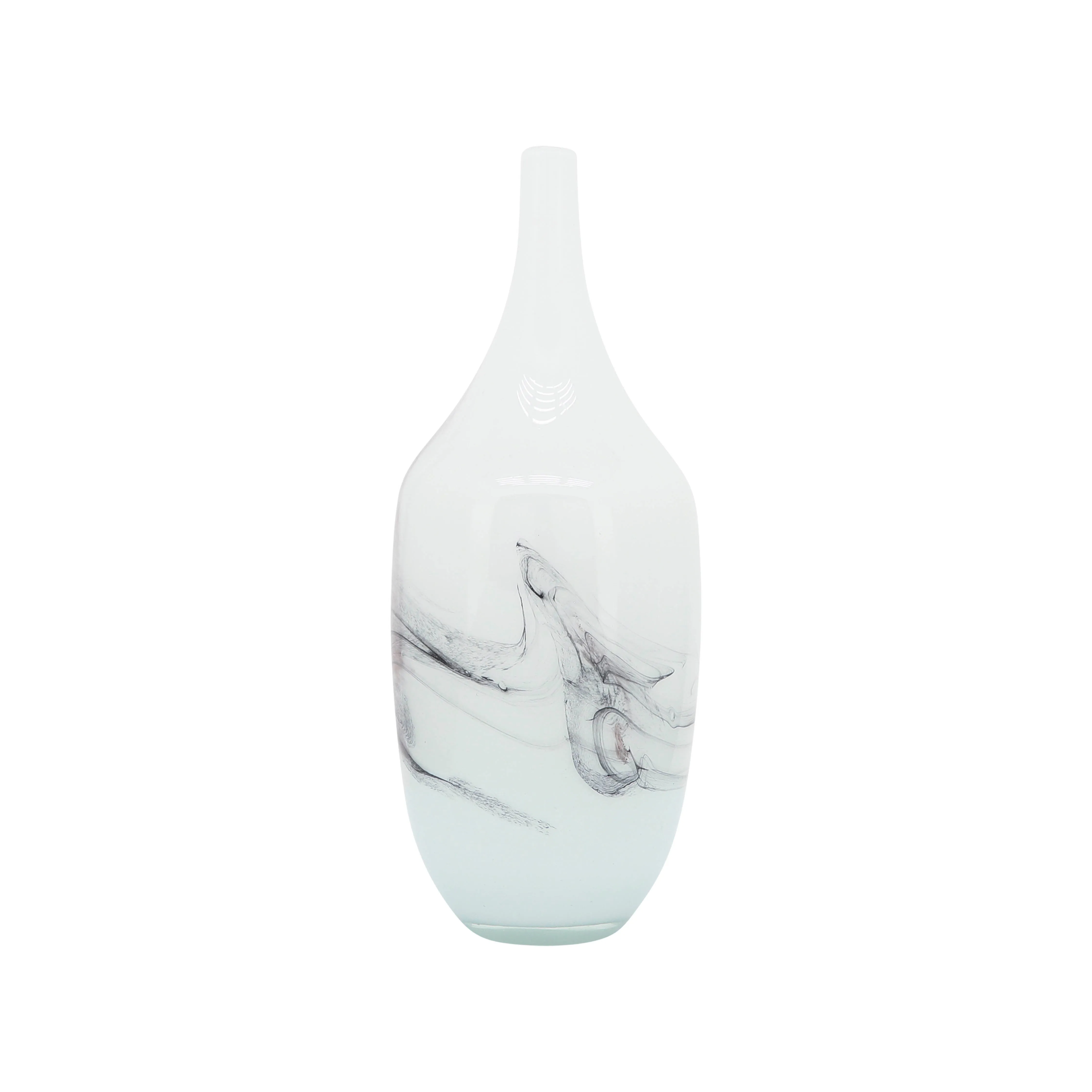 Glass, 14''H, Abstract Vase-White