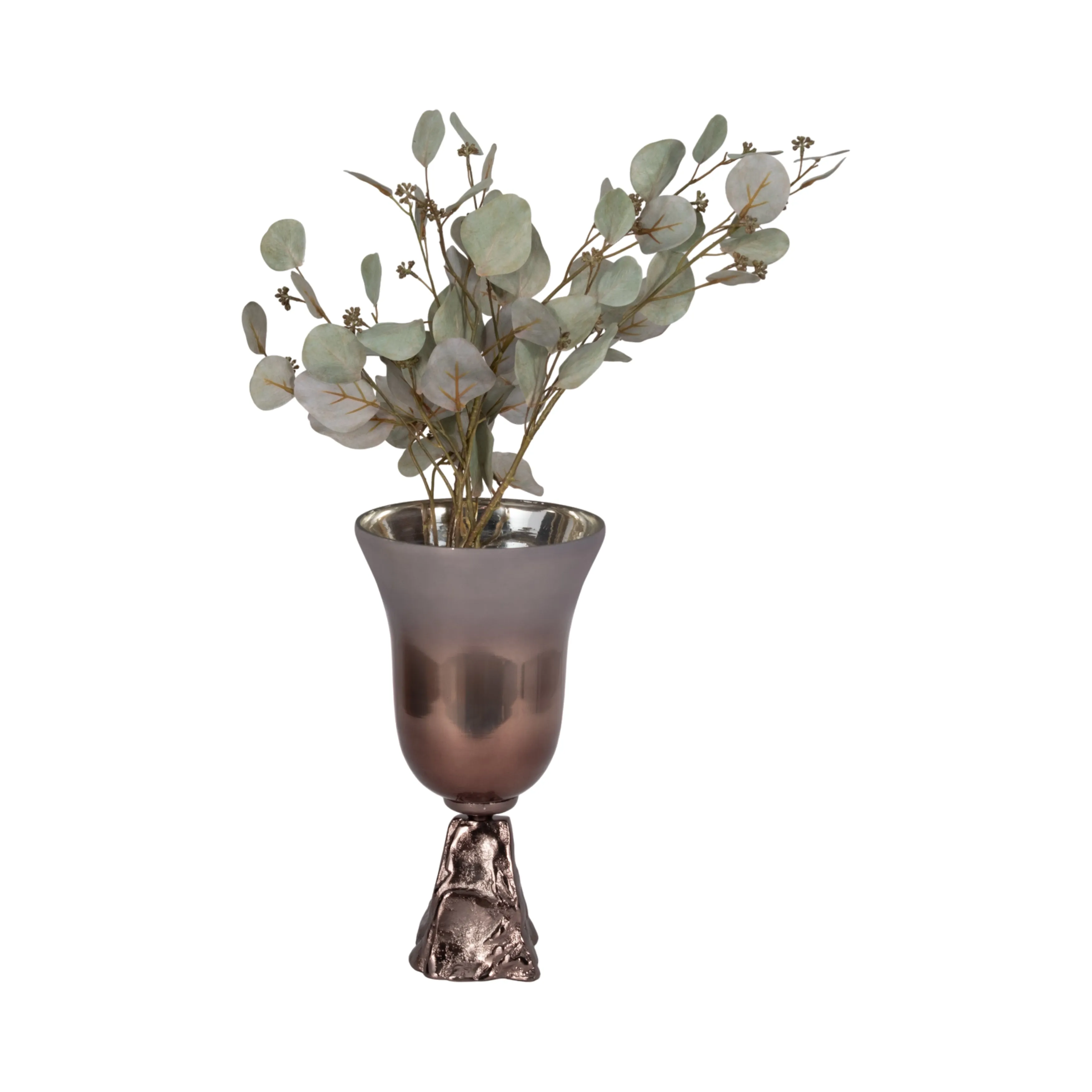 GLASS, 15" 2-TONE CHALICE VASE, METALLIC KD