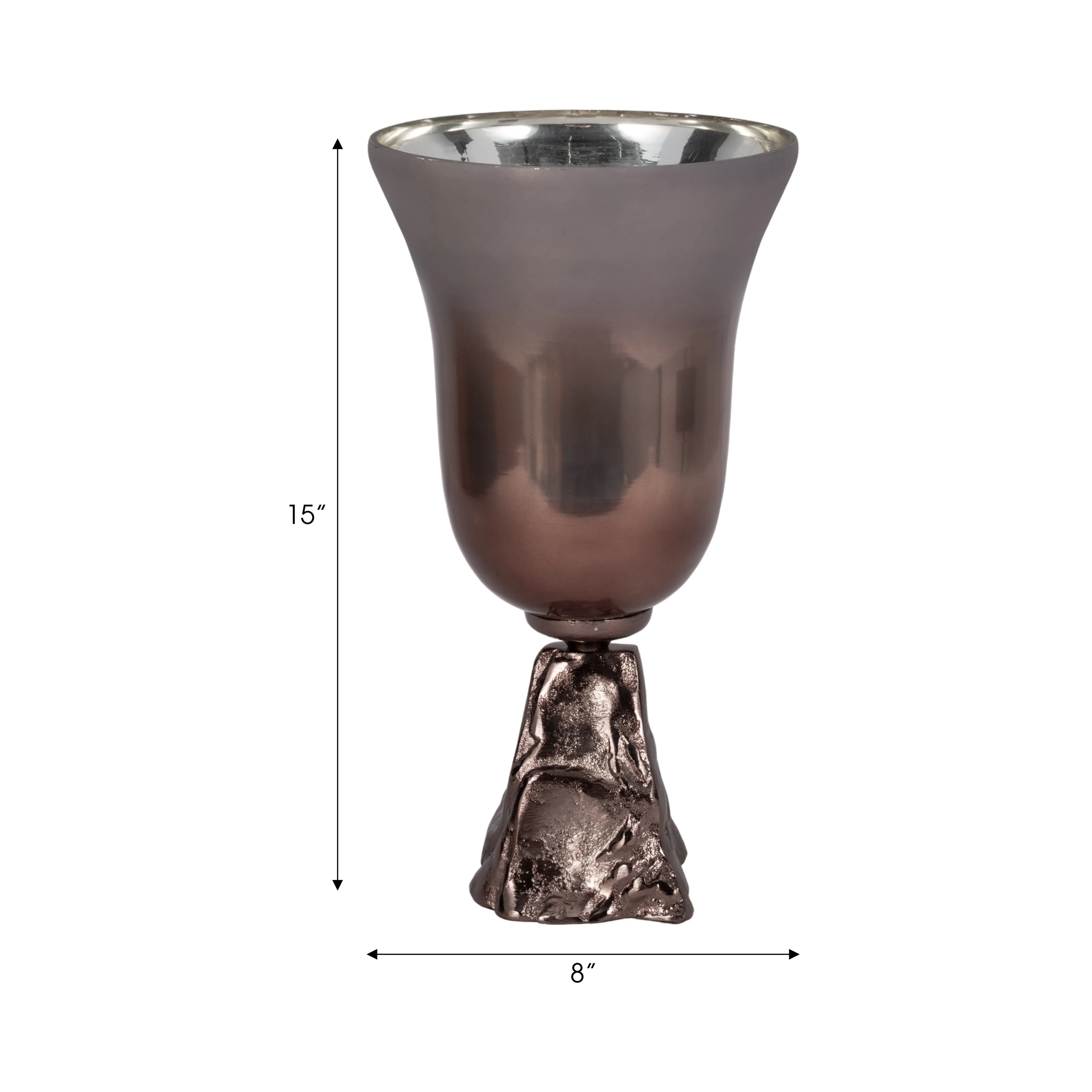 GLASS, 15" 2-TONE CHALICE VASE, METALLIC KD