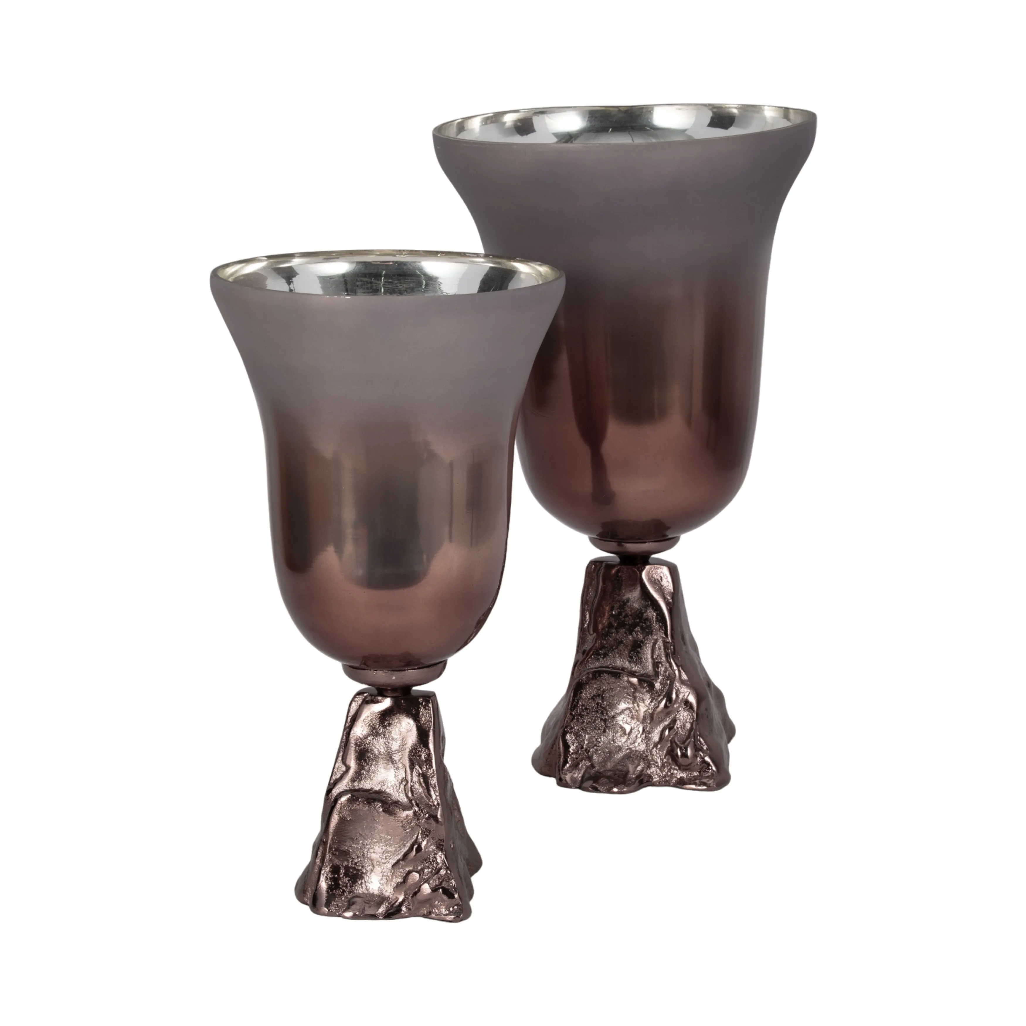GLASS, 15" 2-TONE CHALICE VASE, METALLIC KD