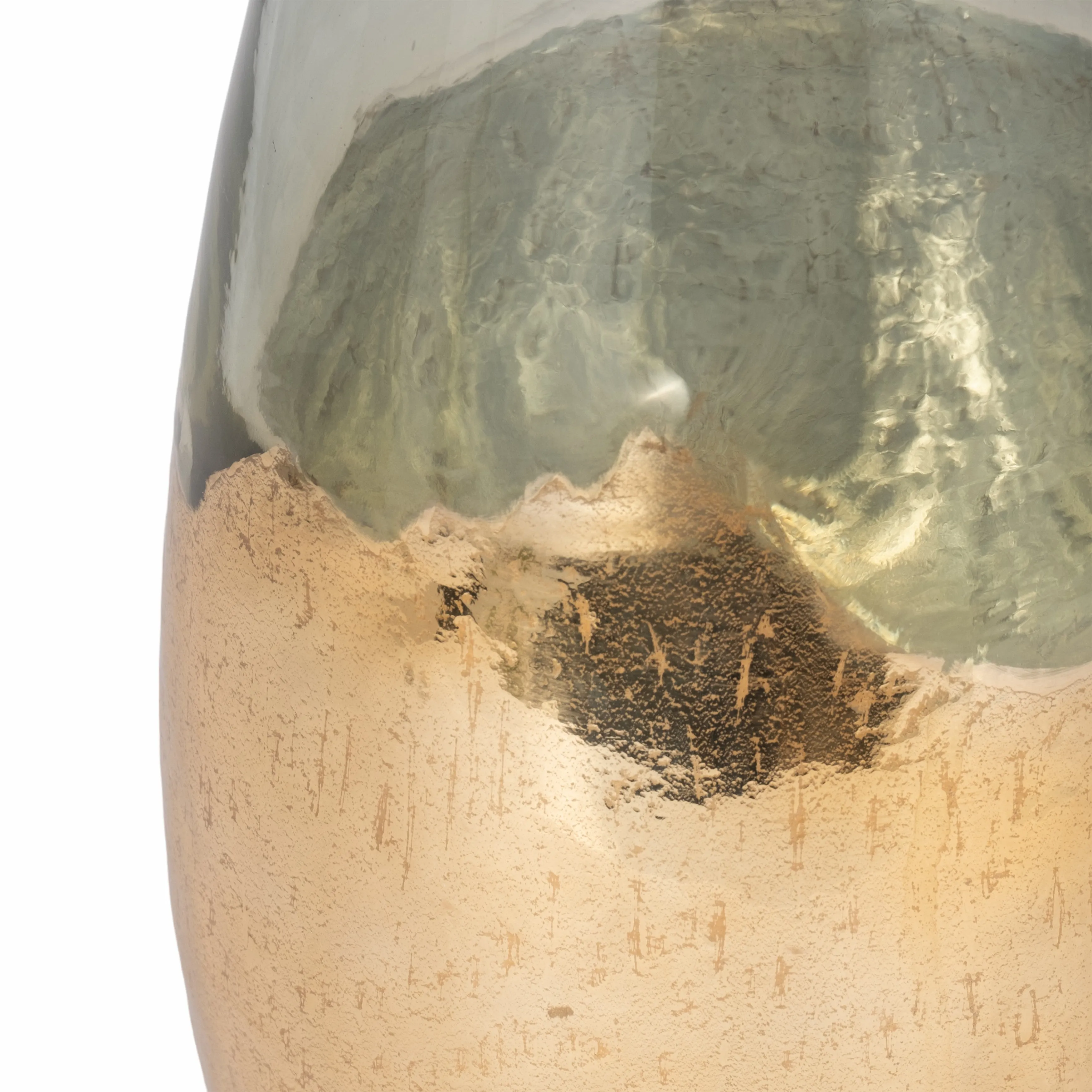 GLASS, 15" GOLD DIPPED VASE, CLEAR