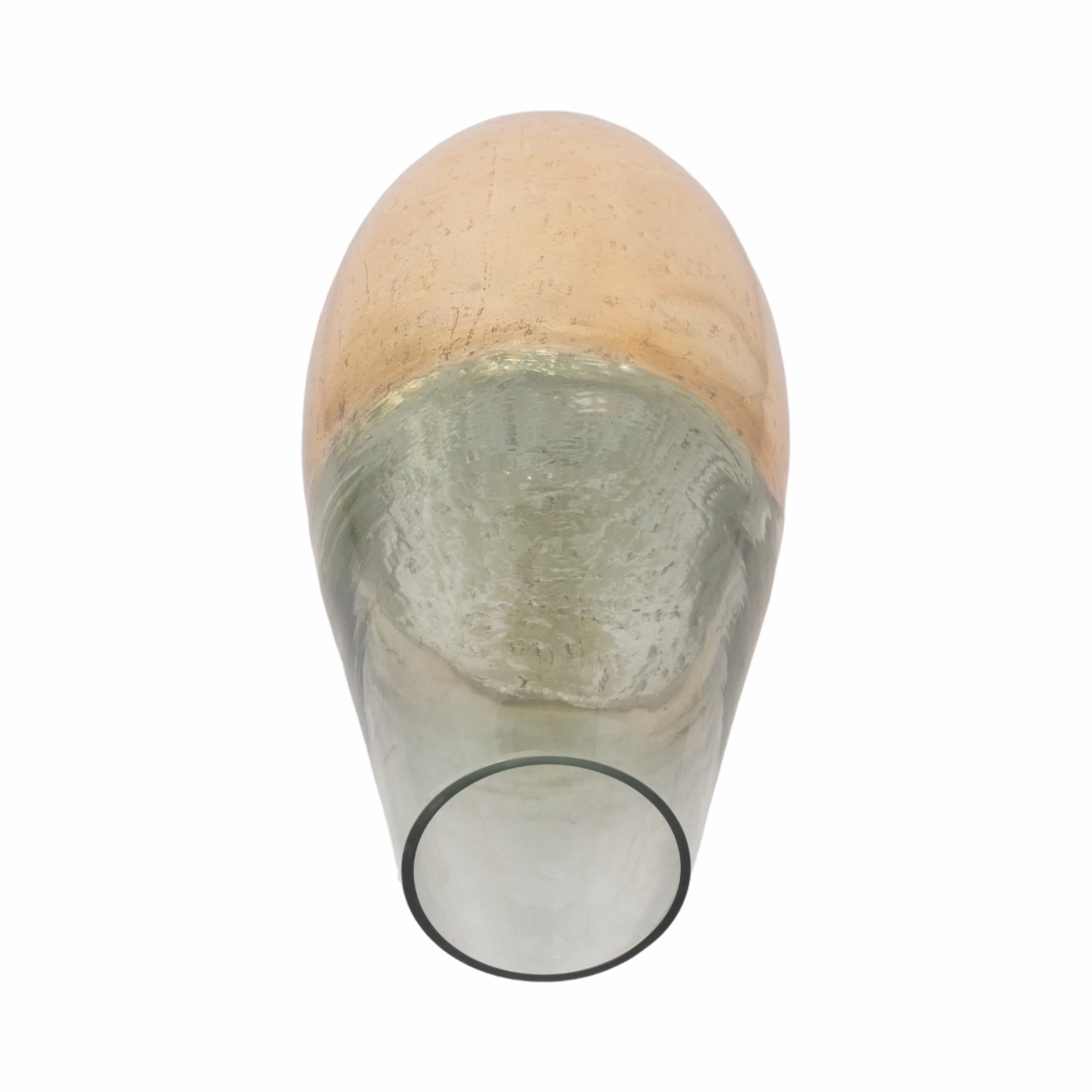 GLASS, 15" GOLD DIPPED VASE, CLEAR