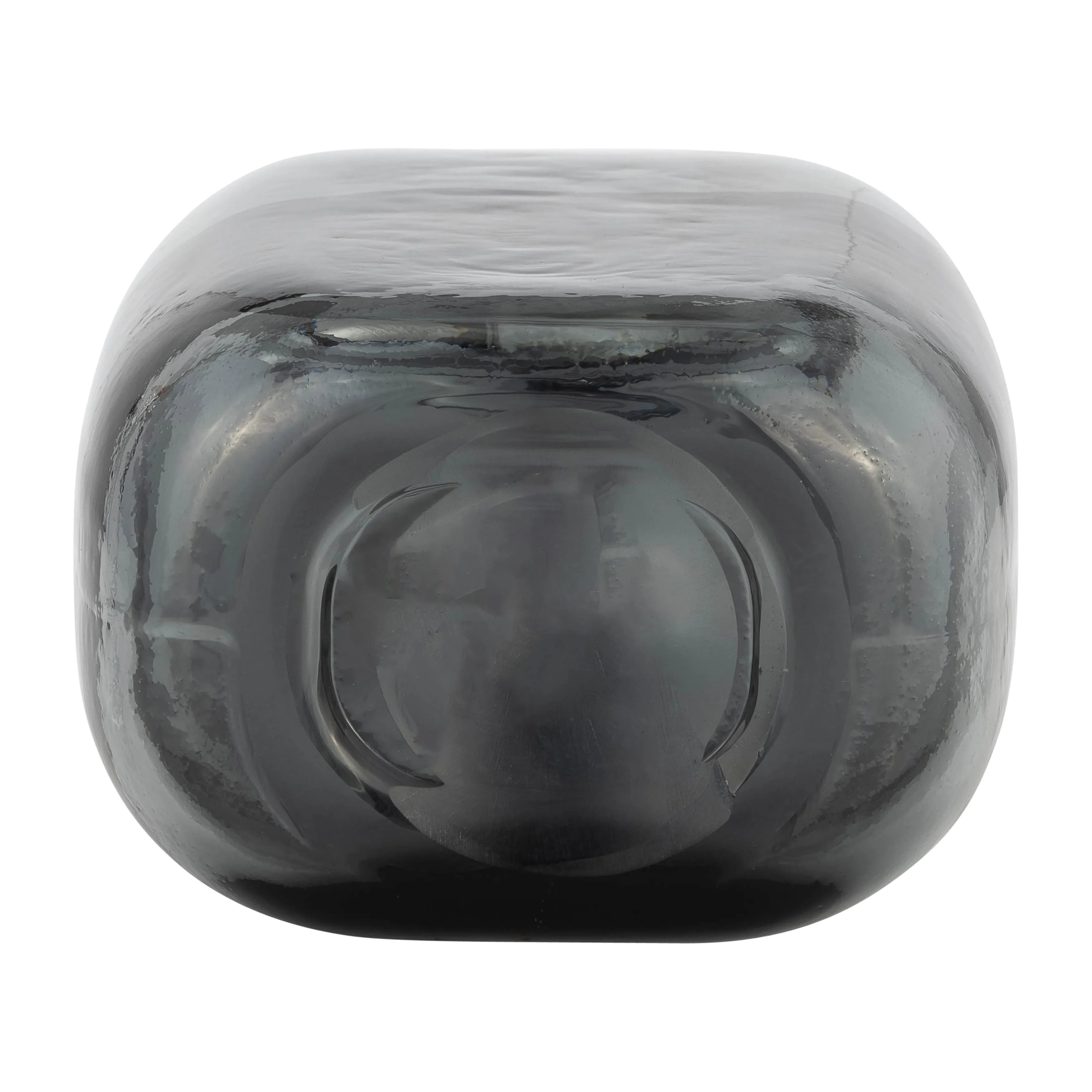 GLASS, 15"H LONG NECK 2-TONE VASE, SMOKE/BLACK