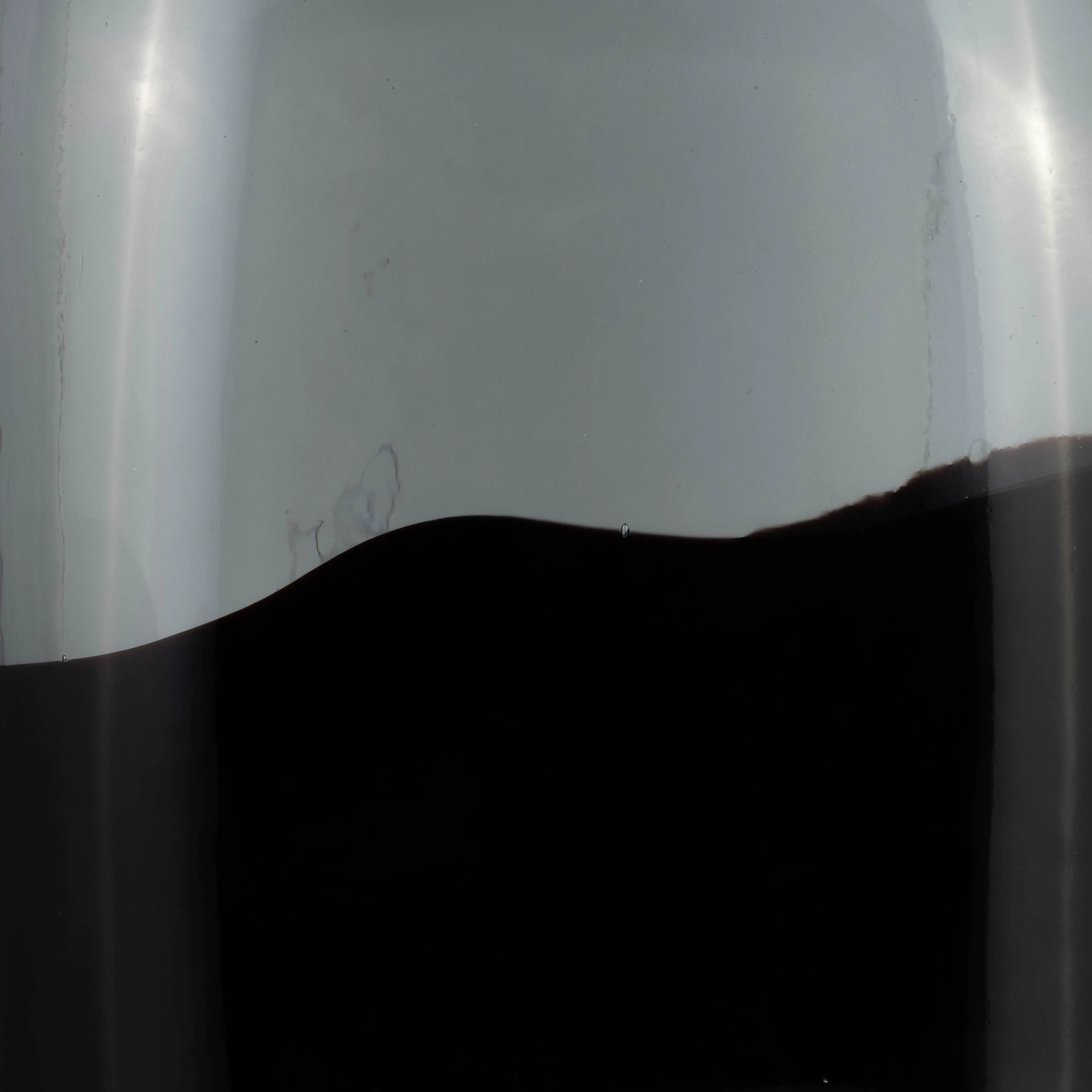 GLASS, 15"H LONG NECK 2-TONE VASE, SMOKE/BLACK