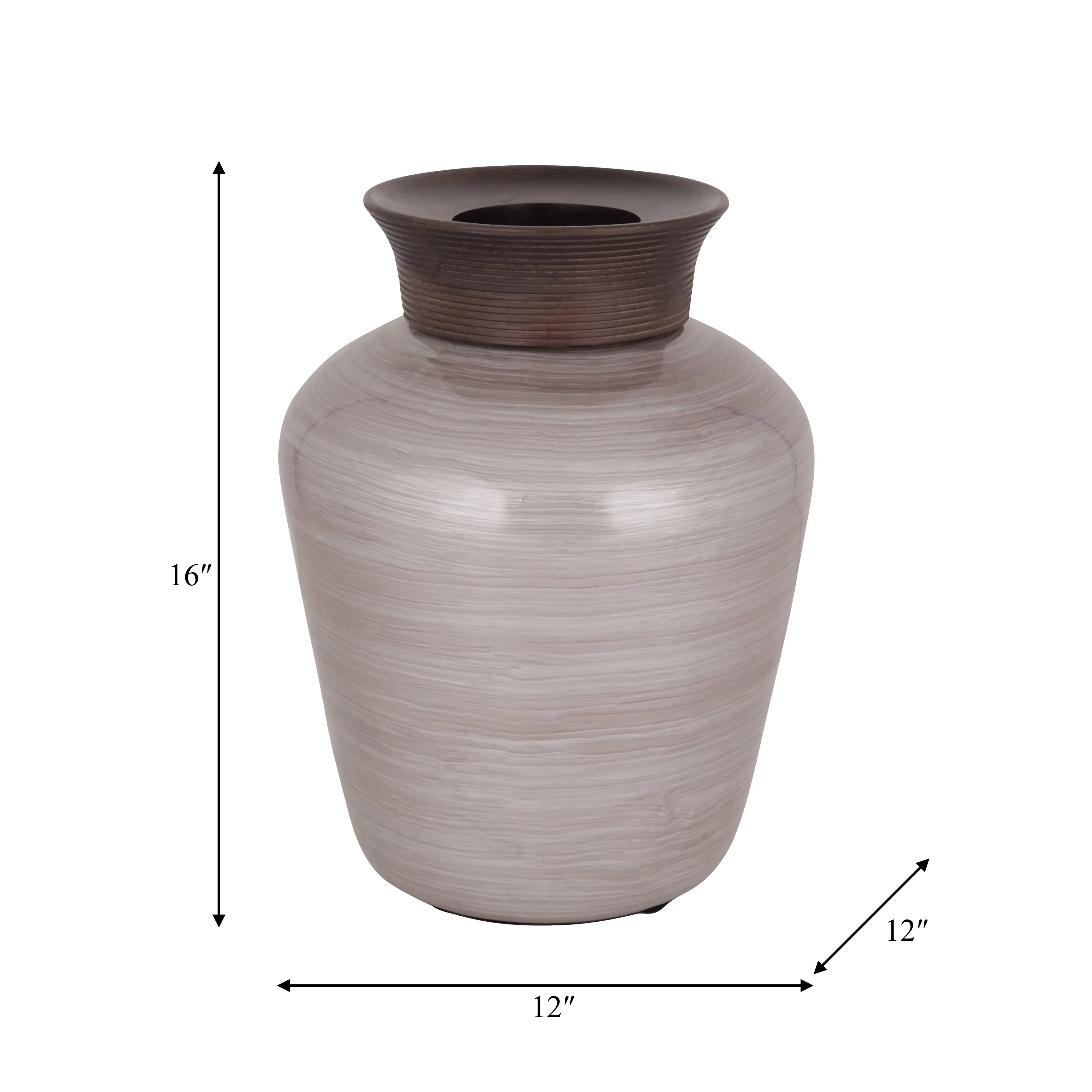 GLASS, 16" WOODEN TOP VASE, BLUSH