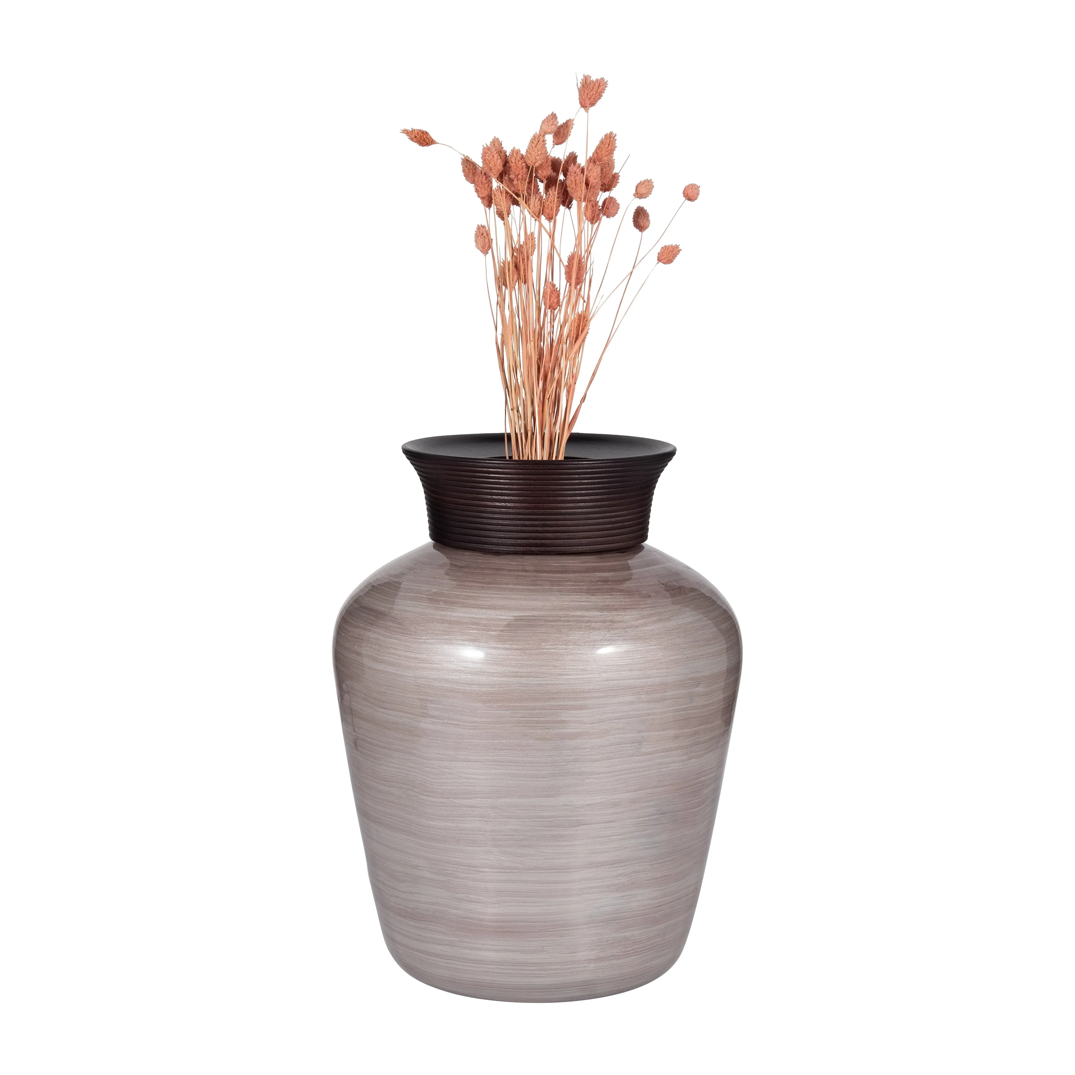 GLASS, 16" WOODEN TOP VASE, BLUSH
