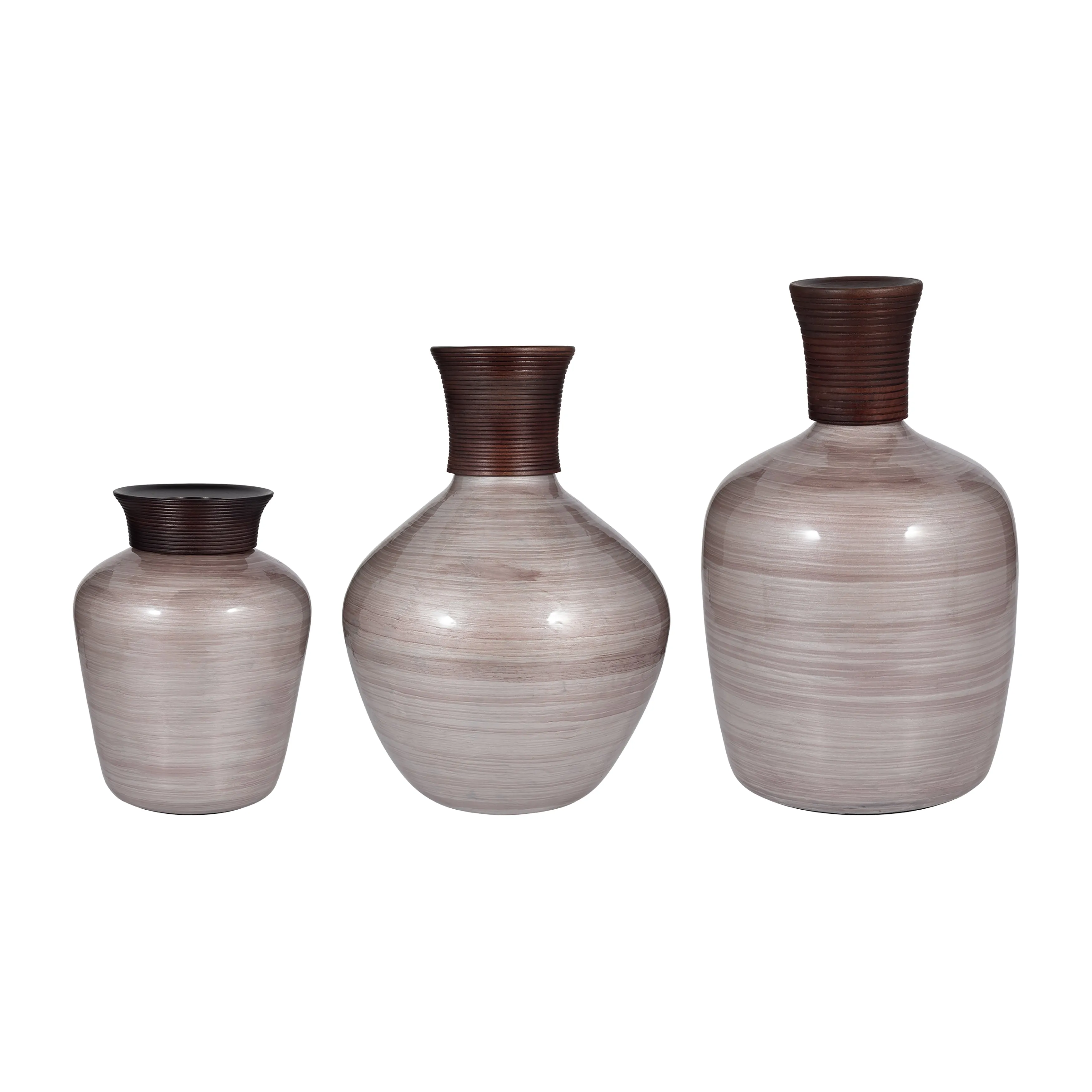 GLASS, 16" WOODEN TOP VASE, BLUSH