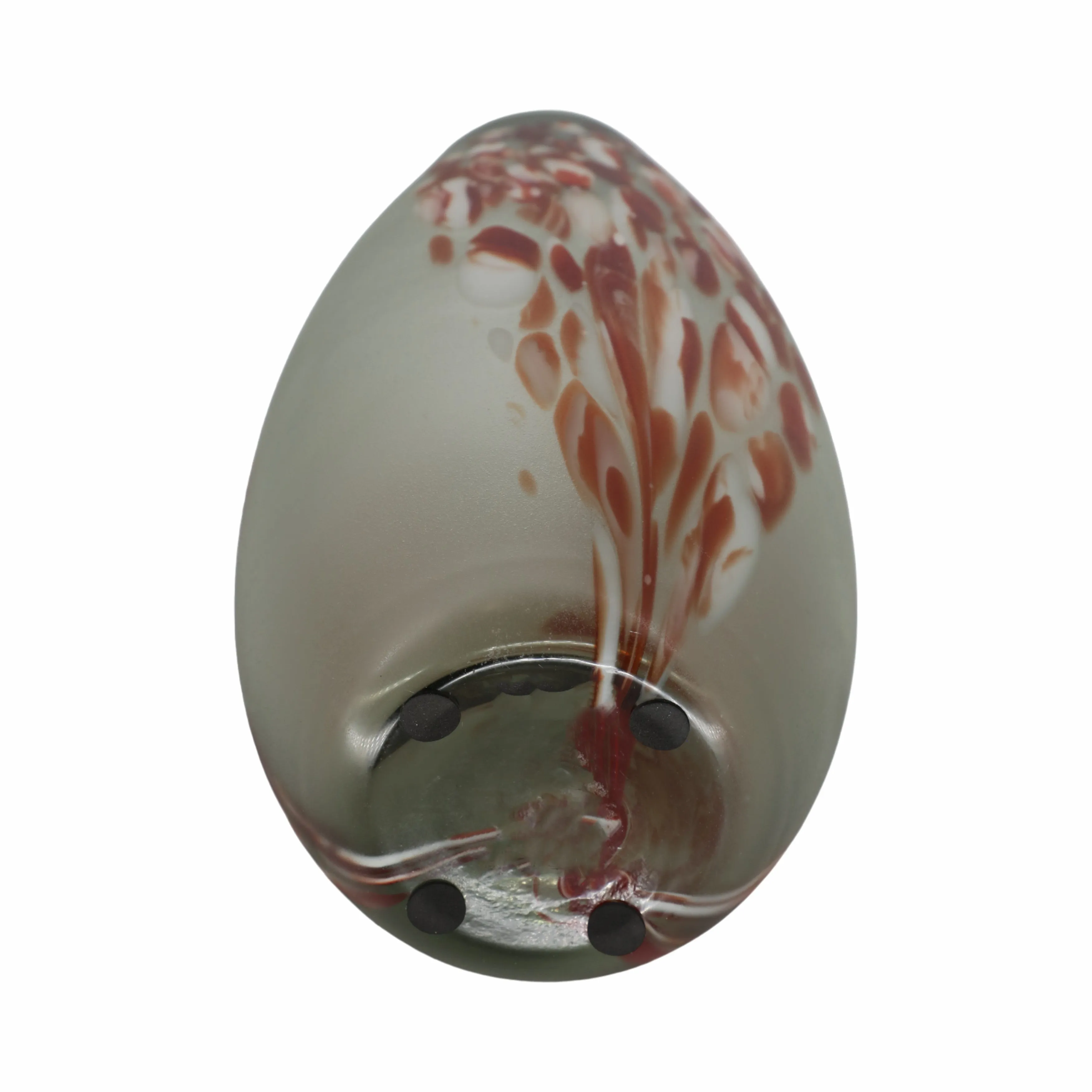 GLASS, 17''H, FROSTED VASE WITH RED DETAIL-GRAY