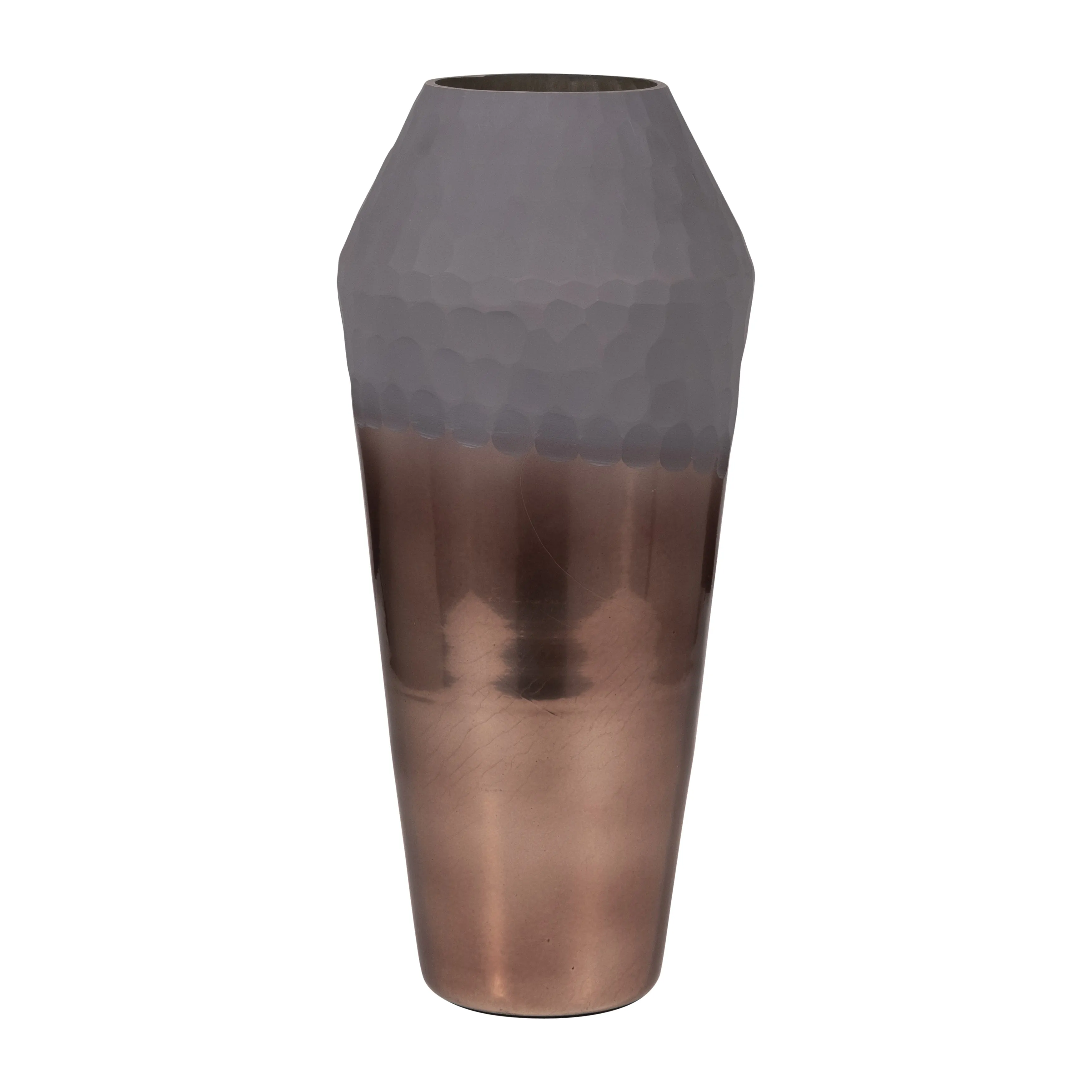 GLASS, 17" 2-TONE HAND-CUT VASE, METALLIC
