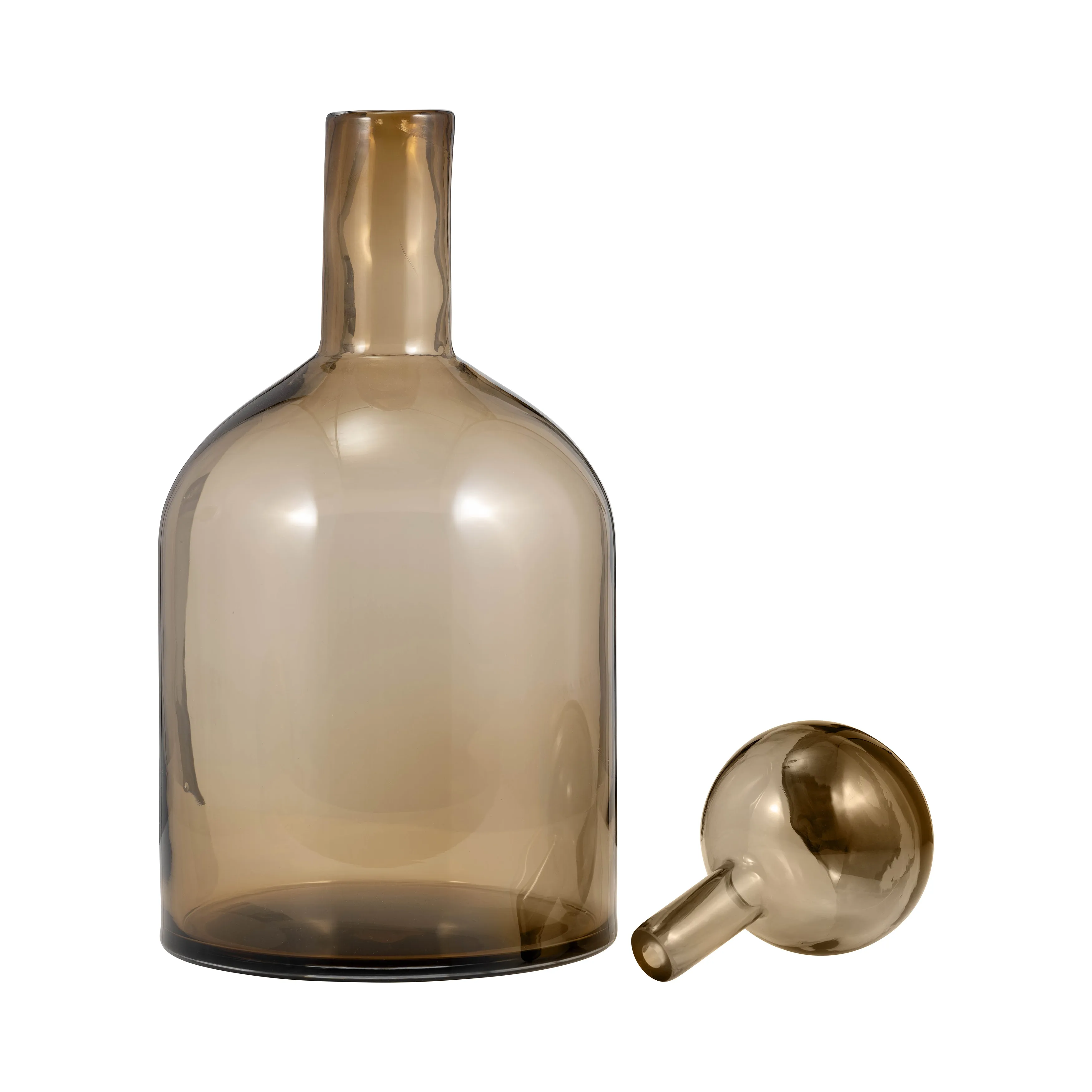 GLASS, 17" BOTTLE W/ STOPPER TAUPE