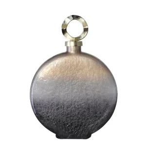 GLASS 17"H CHYTRA JAR W/ ALUMINUM LID, BRONZE