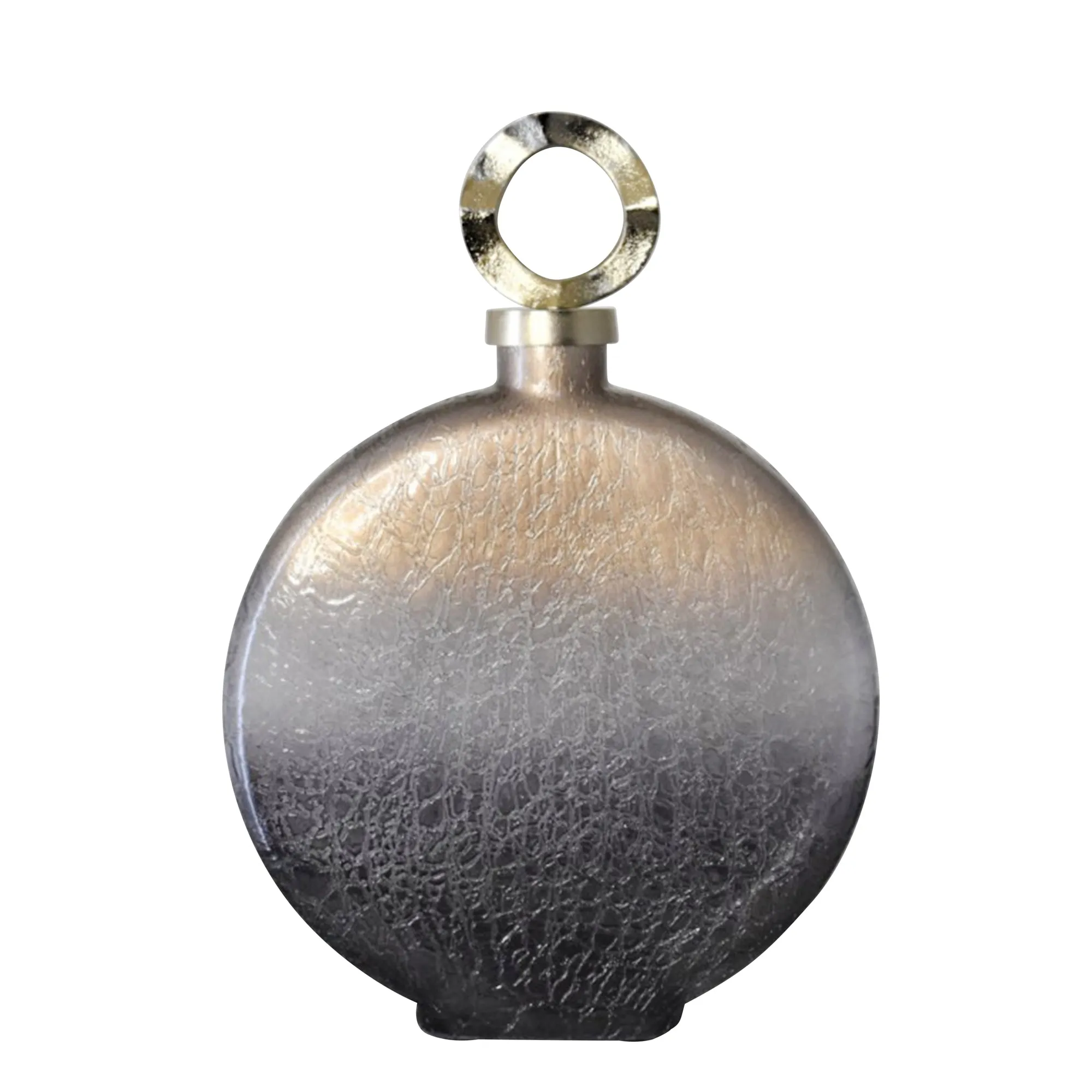 GLASS 17"H CHYTRA JAR W/ ALUMINUM LID, BRONZE