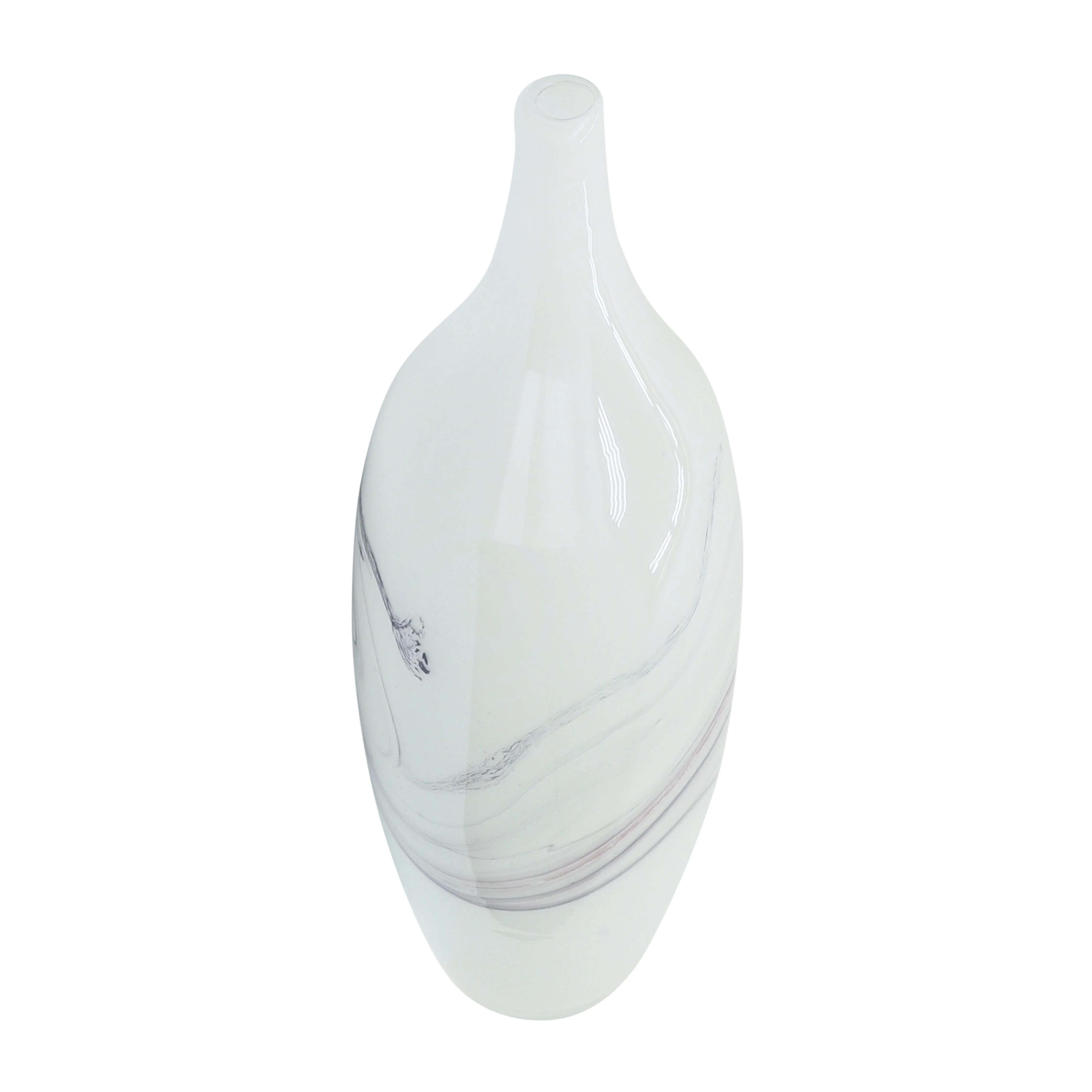 Glass, 18''H, Abstract Vase-White