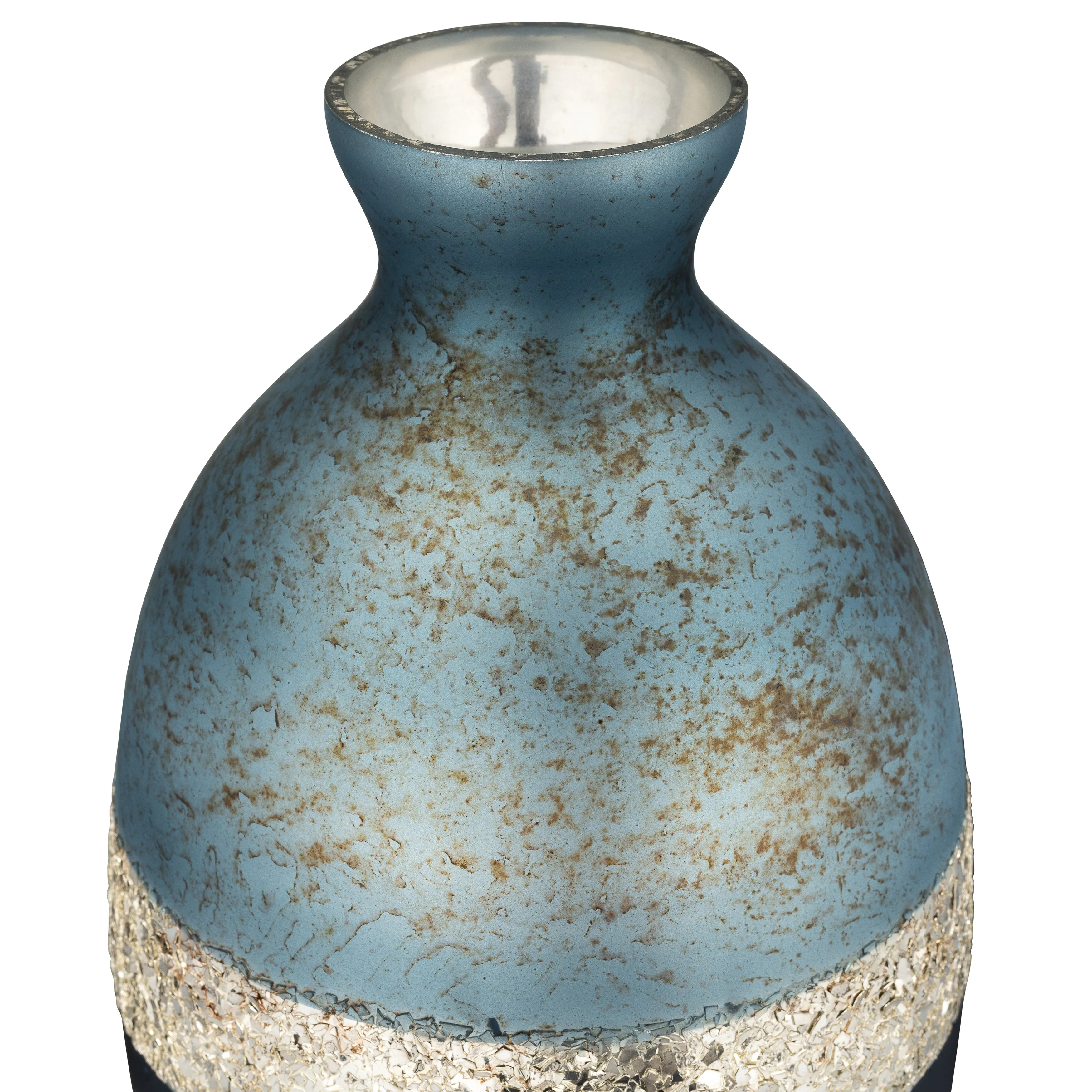 GLASS, 18" TRI-COLORED GLITTERED VASE, MULTI
