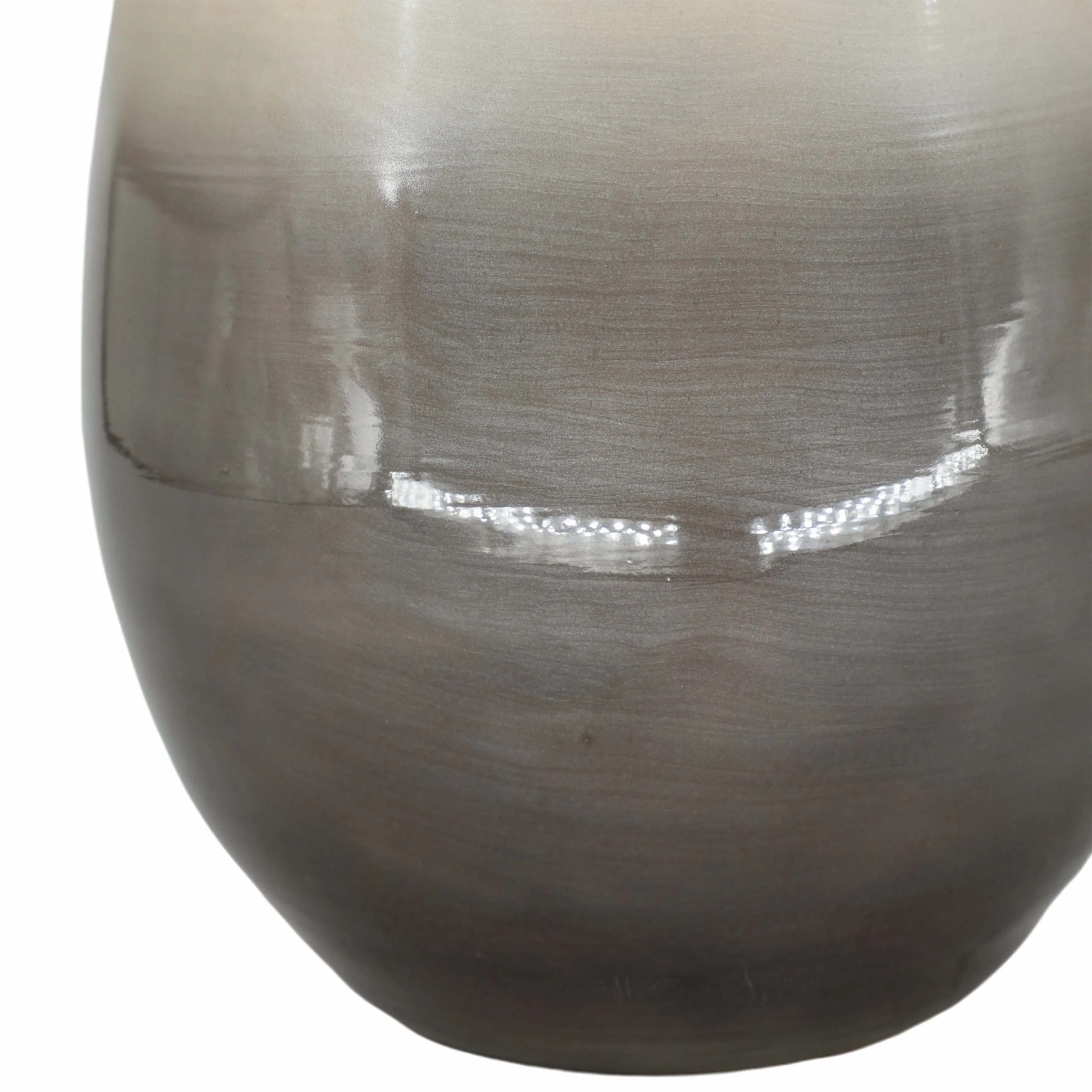 GLASS, 18" VASE WITH METAL RIM, MULTI
