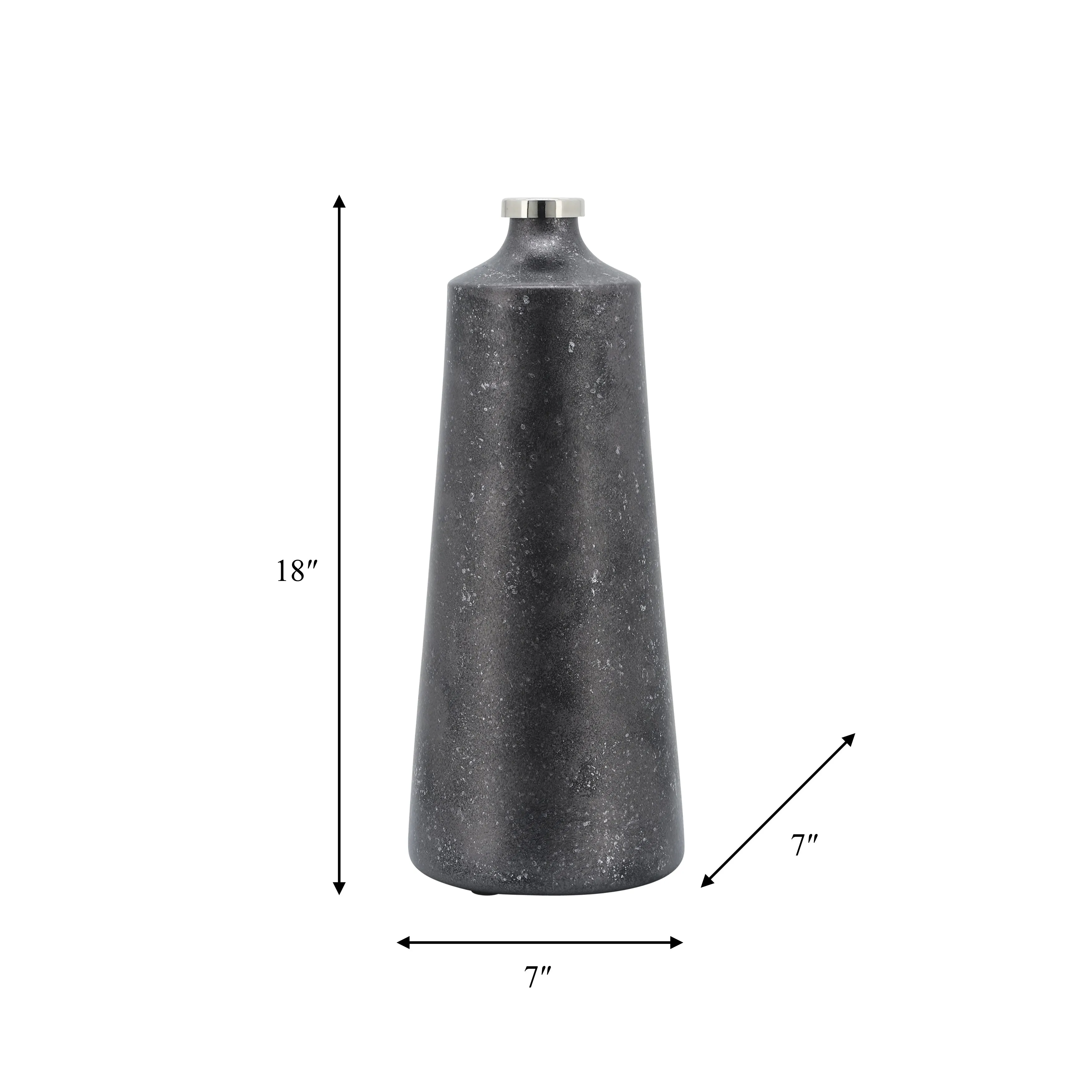 GLASS, 18"H VASE W/ RING, BLACK
