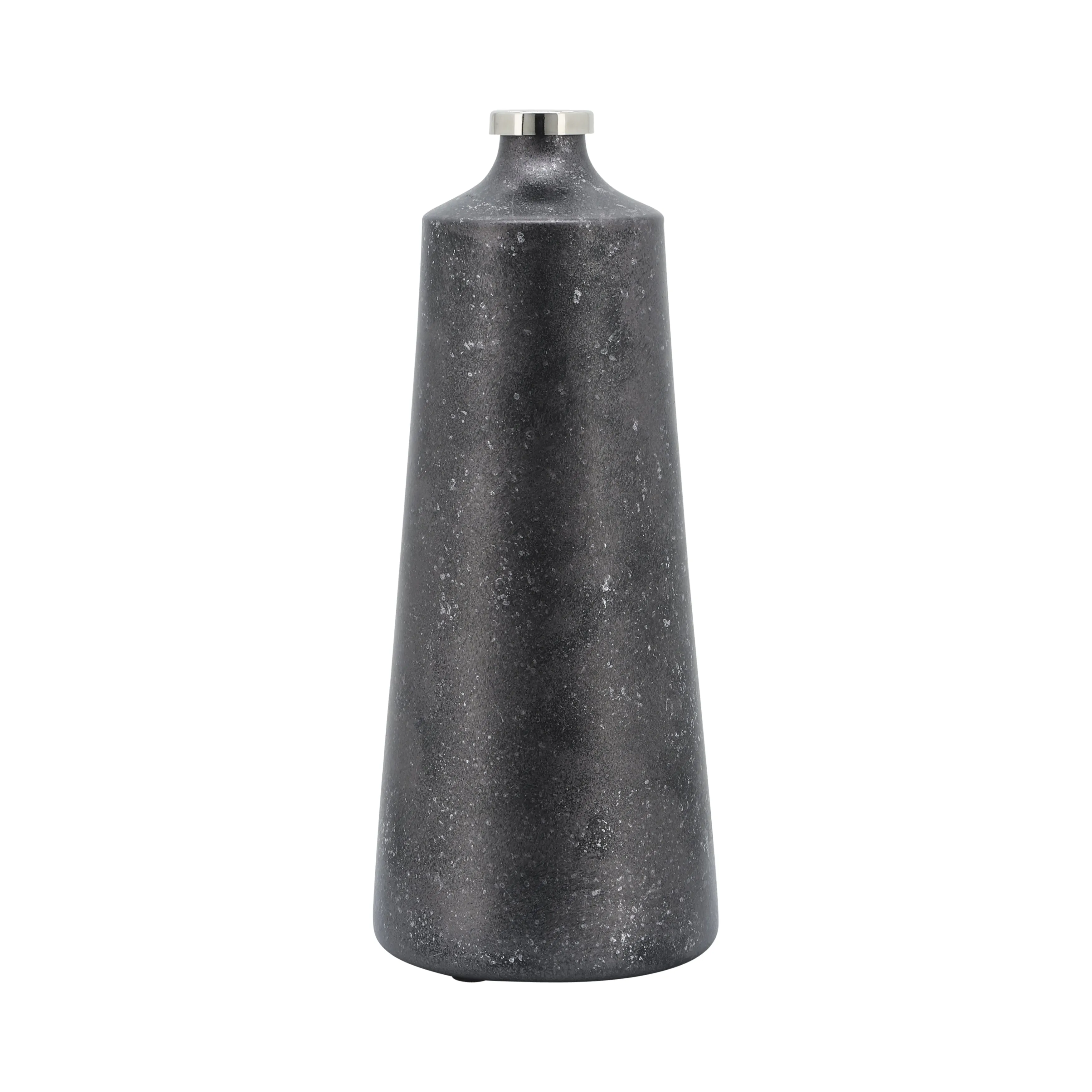 GLASS, 18"H VASE W/ RING, BLACK