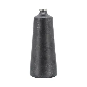GLASS, 18"H VASE W/ RING, BLACK