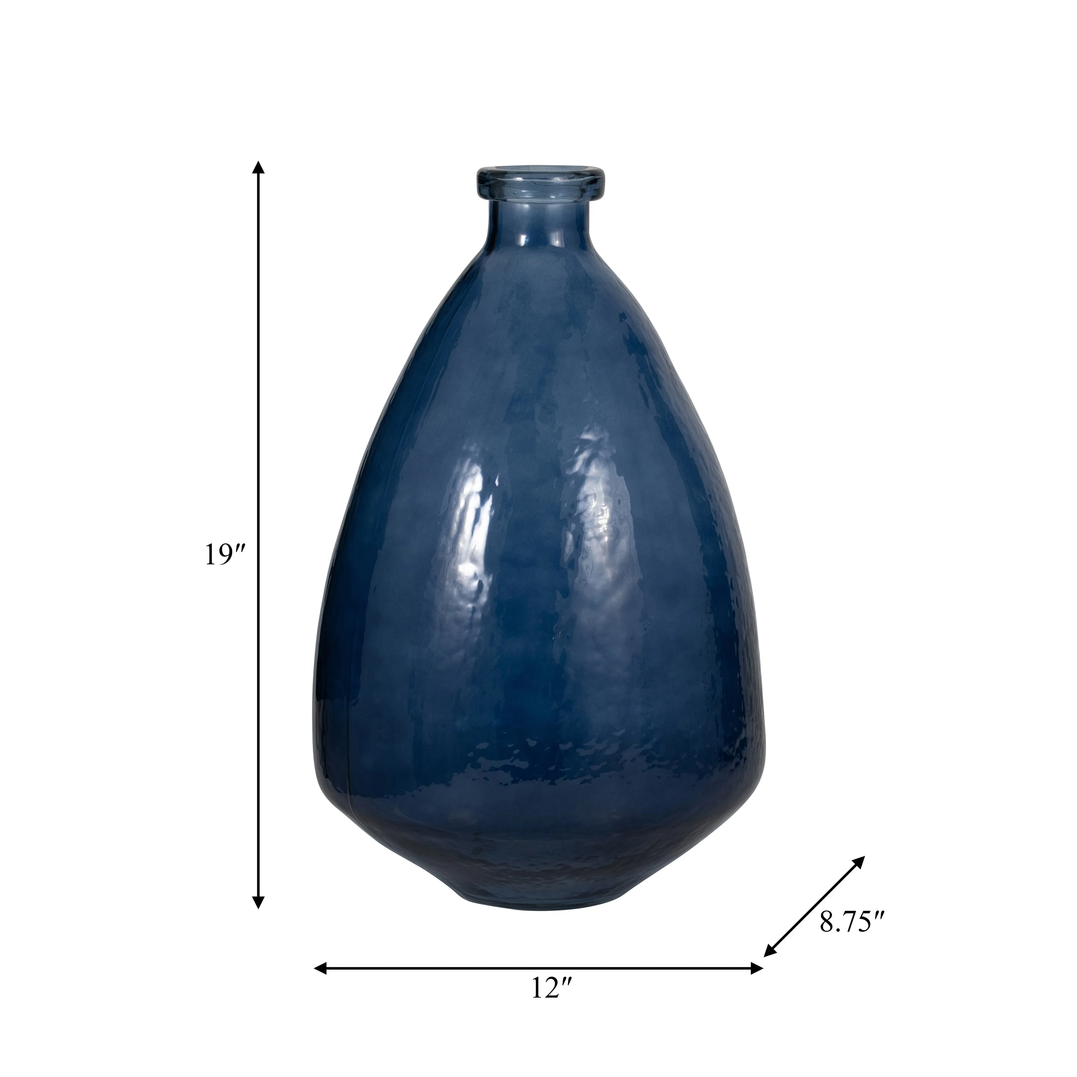 GLASS, 19" BALLOON VASE, BLUE