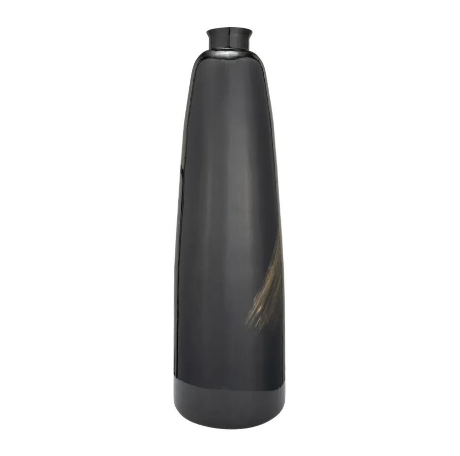 GLASS, 35" 2-TONE VASE, BLACK/GOLD
