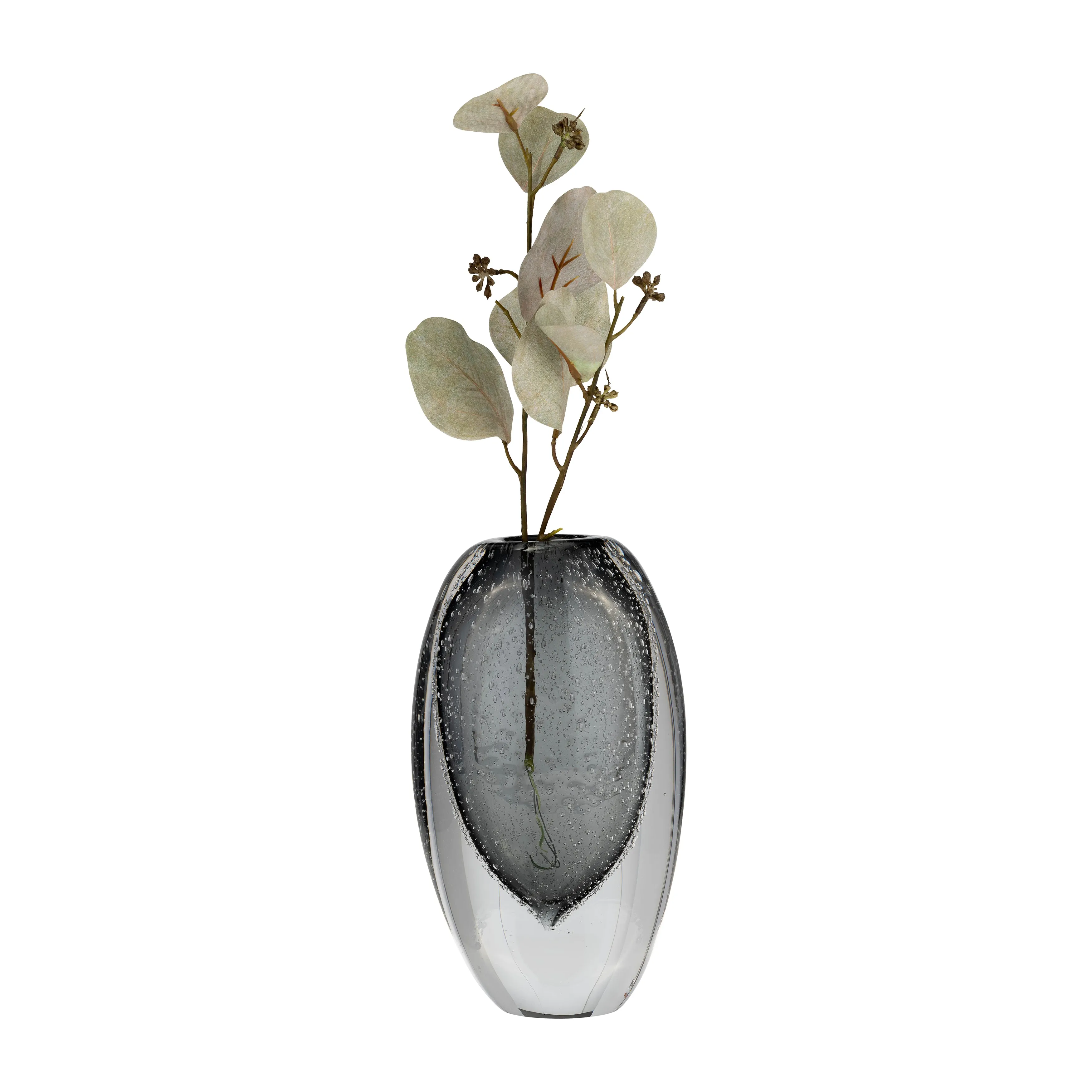 GLASS, 9"H ELLIPSE VASE, SMOKE