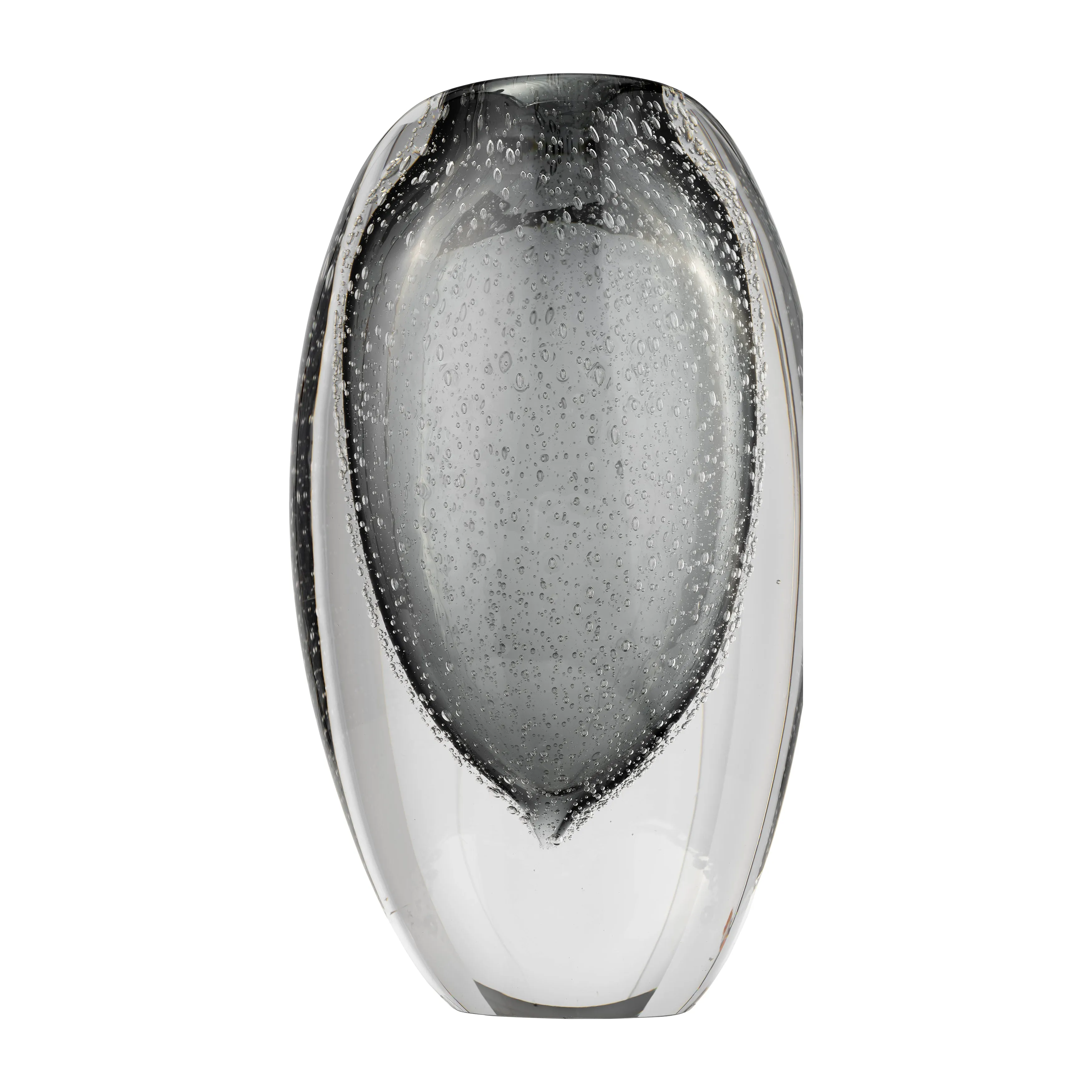 GLASS, 9"H ELLIPSE VASE, SMOKE
