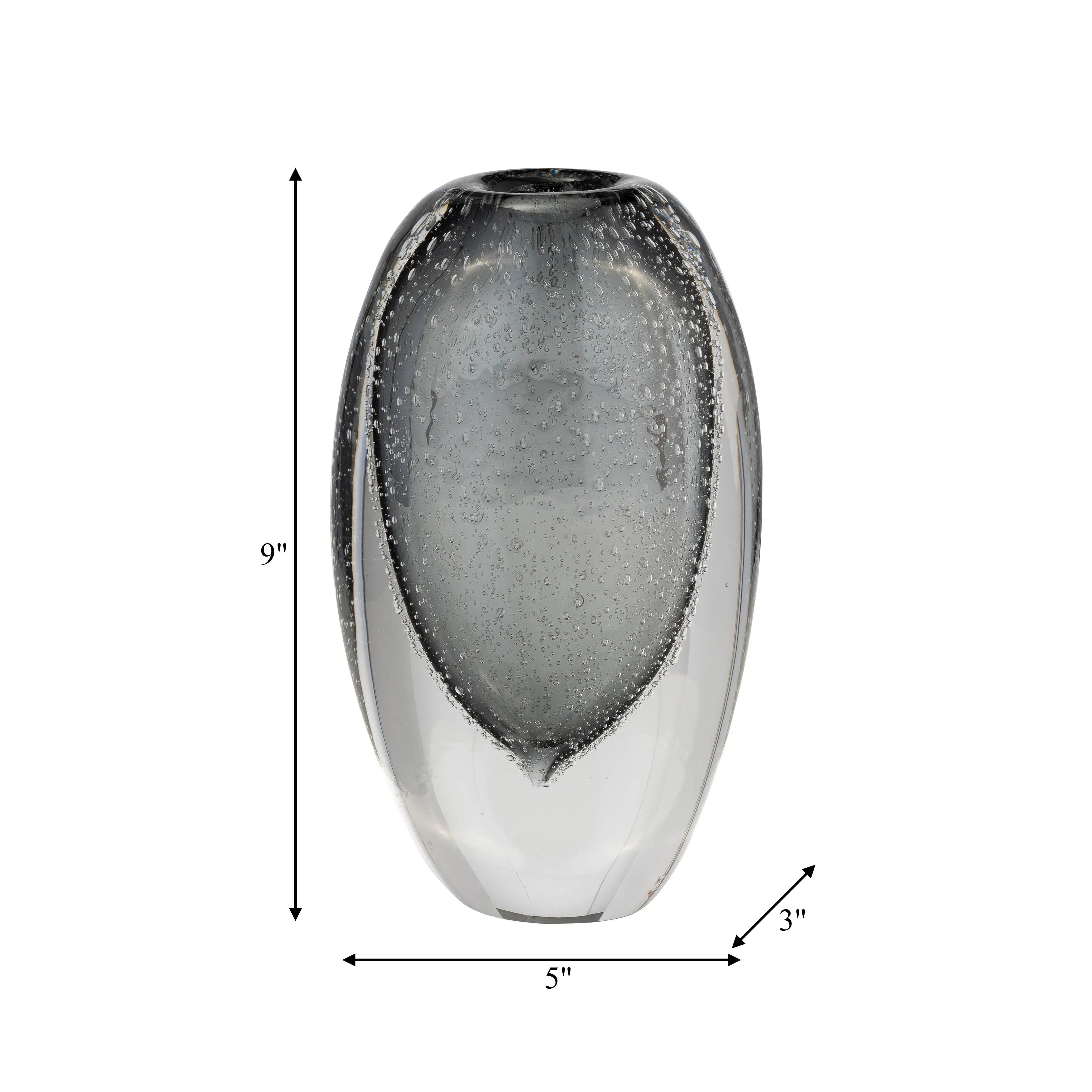 GLASS, 9"H ELLIPSE VASE, SMOKE