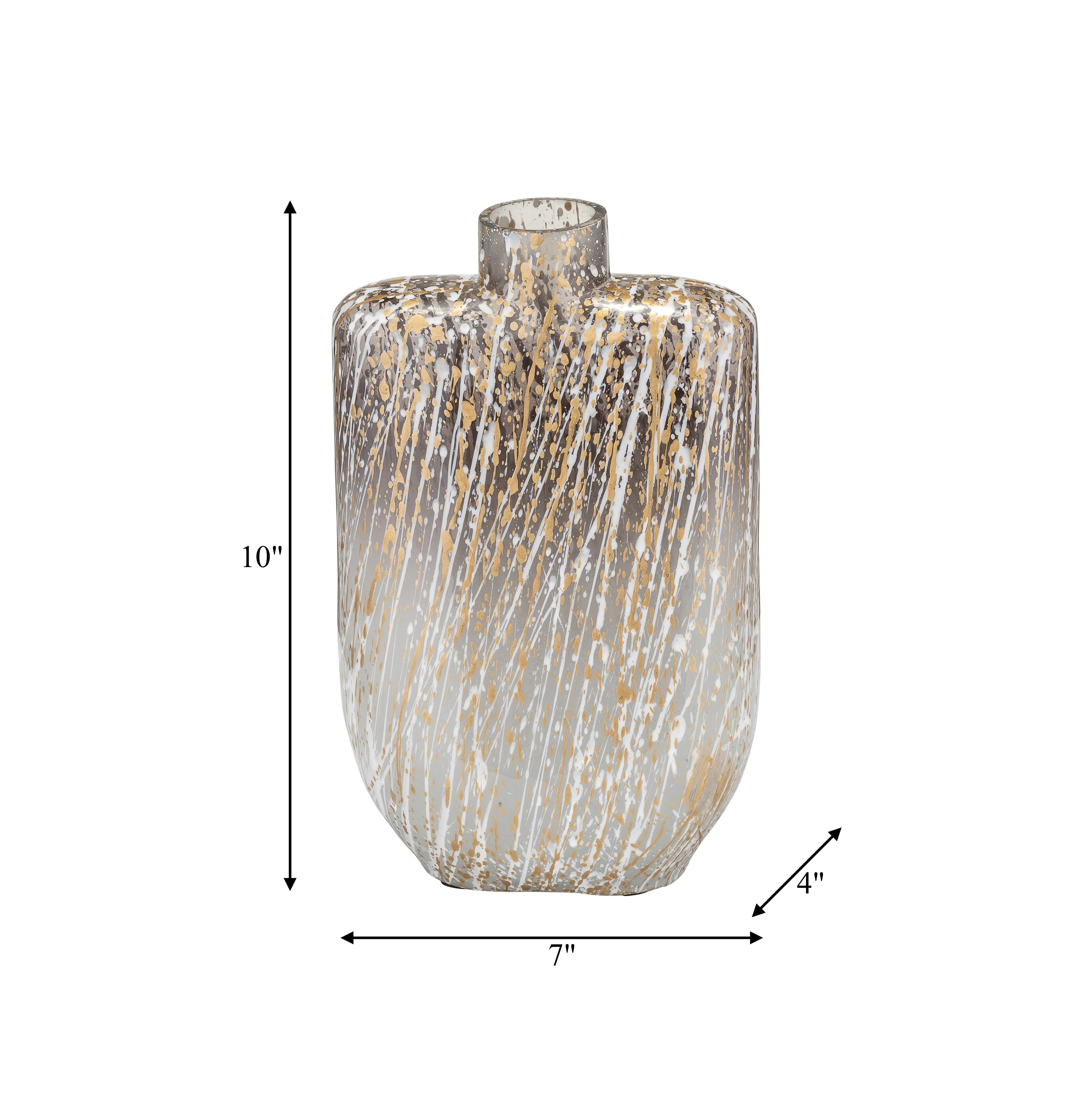 GLASS,10",STRIPED STAINED VASE,MULTI