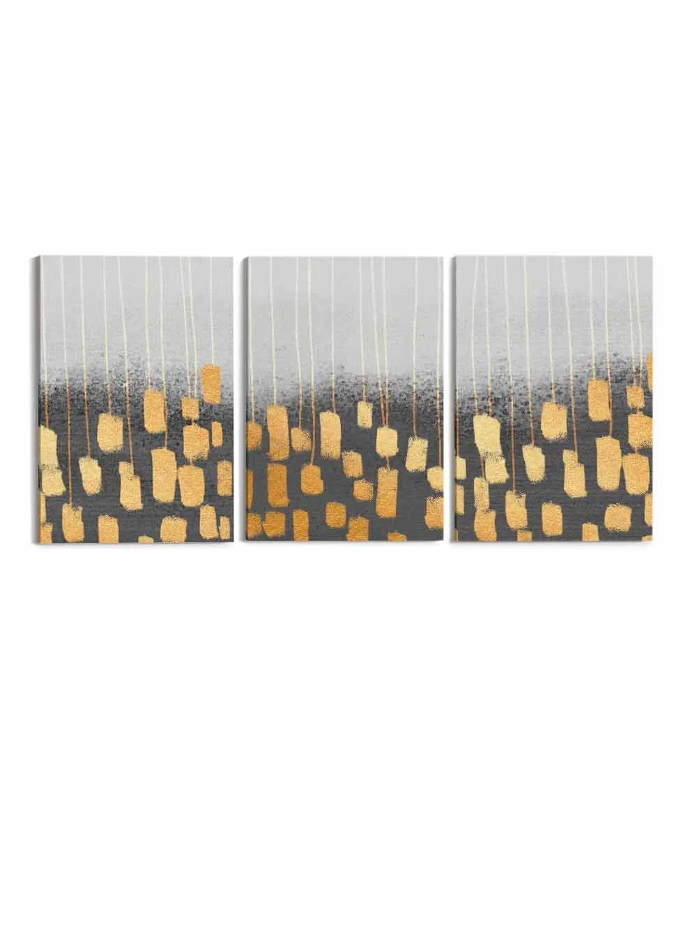 Golden Shapes Pattern Paintings(set of 3)