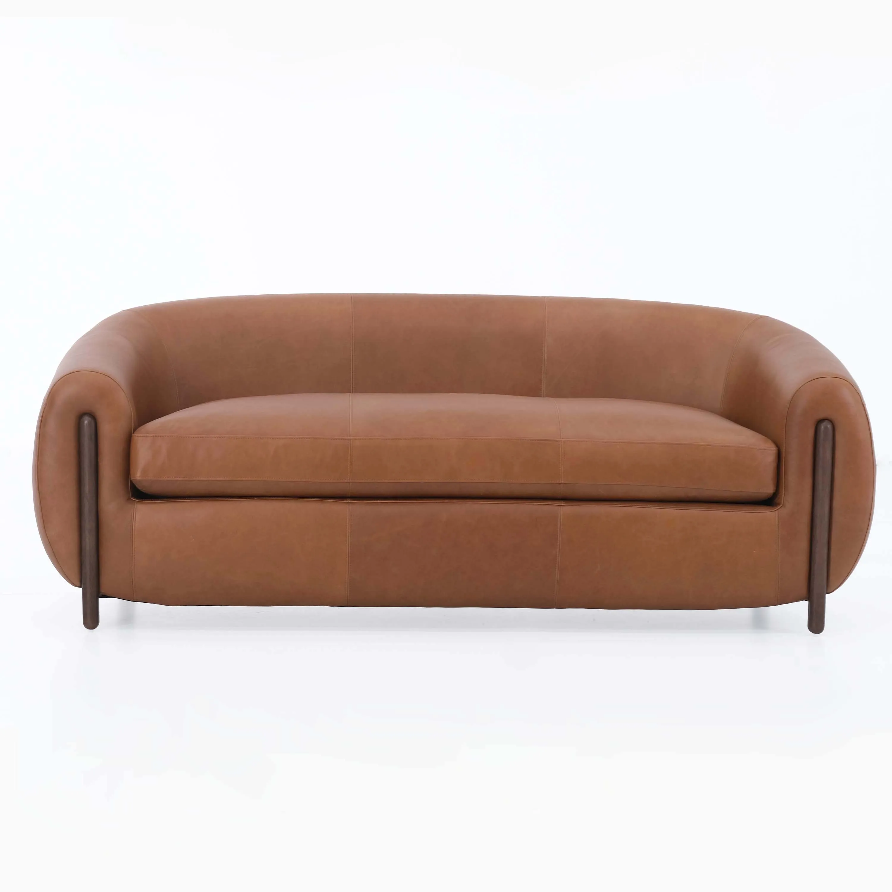 Grace Brown Leather  Loveseat (188Cm)