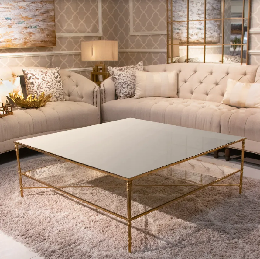 Henzler 126 W x 47 H x 126 D Square Coffee Table with Mirror Top