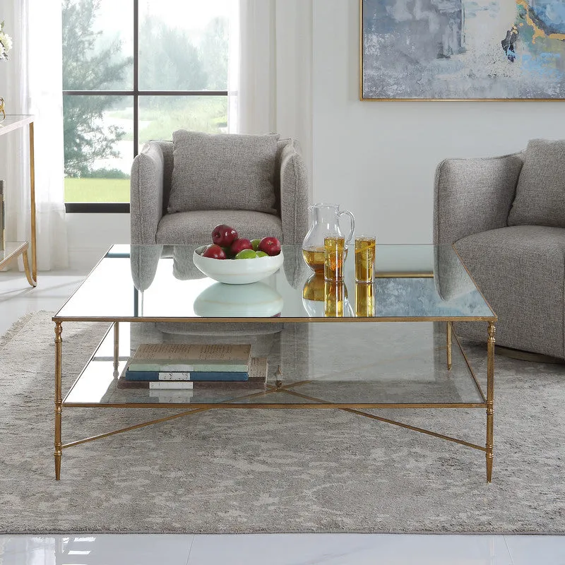Henzler 126 W x 47 H x 126 D Square Coffee Table with Mirror Top