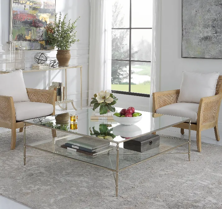Henzler 126 W x 47 H x 126 D Square Coffee Table with Mirror Top