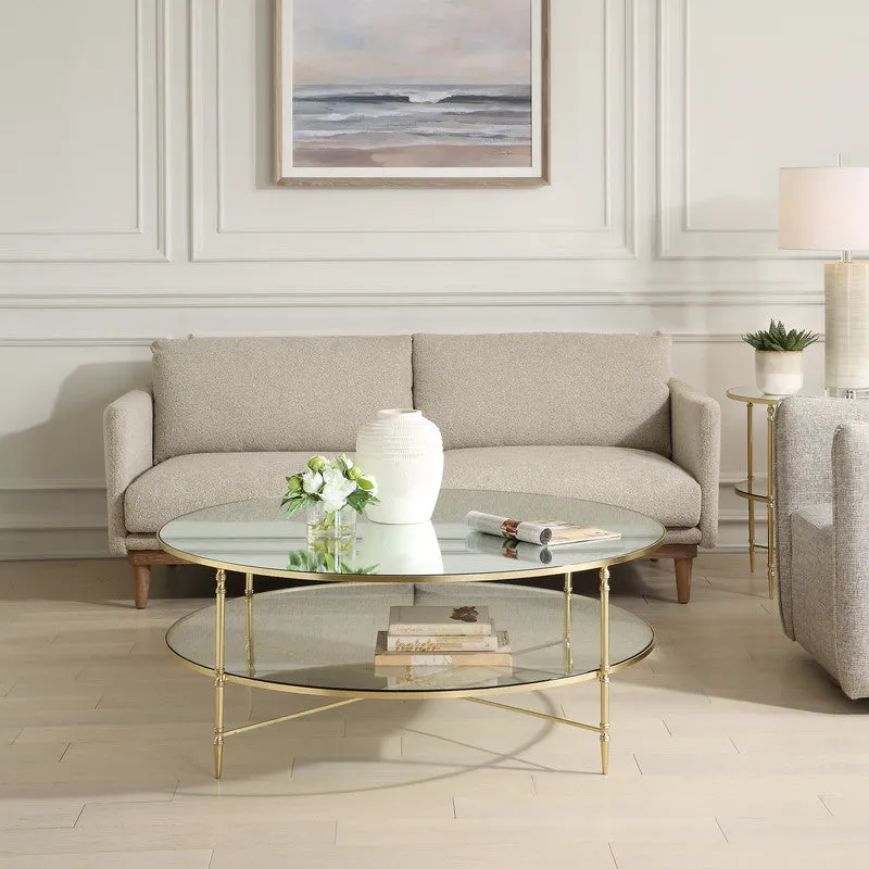Henzler 126 W x 49 H x 126 D Black Round Coffee Table with Mirror Top