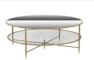 Henzler 126 W x 49 H x 126 D Black Round Coffee Table with Mirror Top