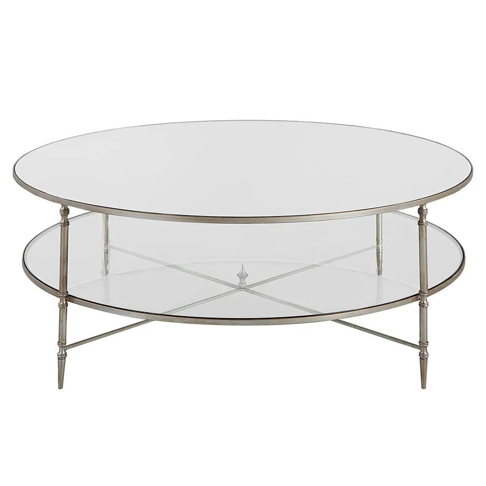 Henzler 126 W x 49 H x 126 D Black Round Coffee Table with Mirror Top