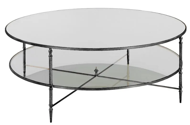 Henzler 126 W x 49 H x 126 D Black Round Coffee Table with Mirror Top