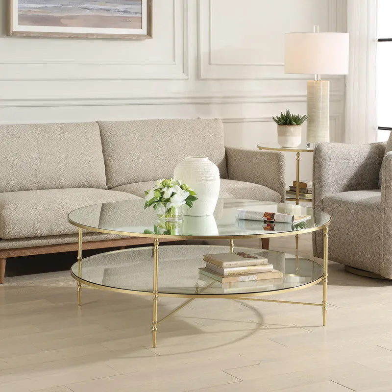 Henzler 126 W x 49 H x 126 D Black Round Coffee Table with Mirror Top