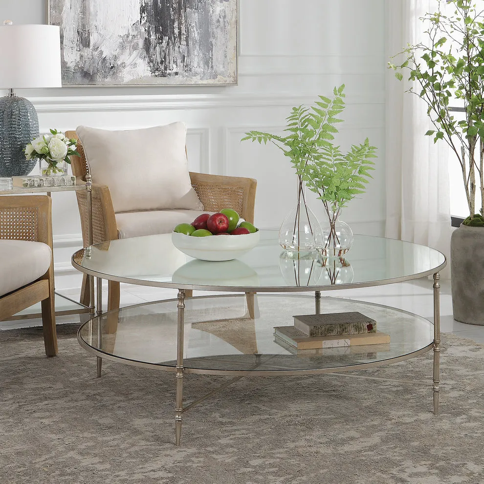 Henzler 126 W x 49 H x 126 D Black Round Coffee Table with Mirror Top