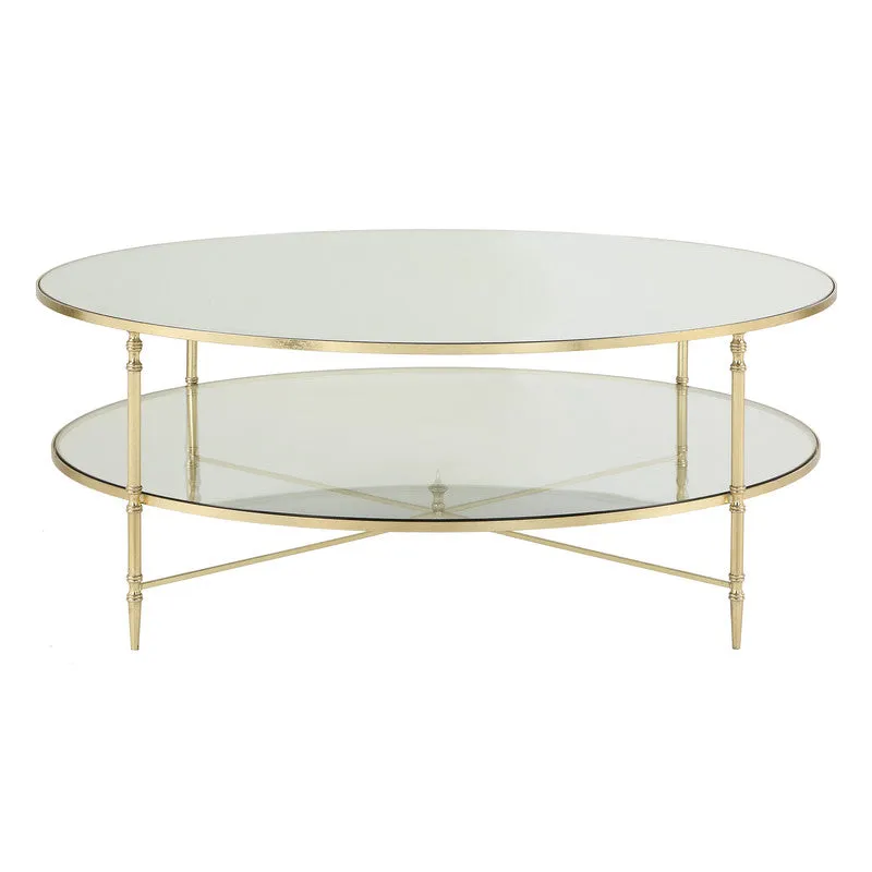 Henzler 126 W x 49 H x 126 D Black Round Coffee Table with Mirror Top