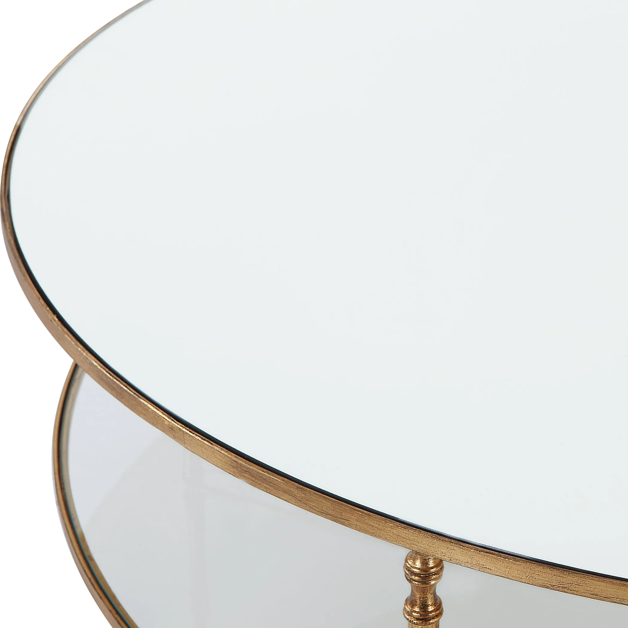 Henzler 126 W x 49 H x 126 D Black Round Coffee Table with Mirror Top