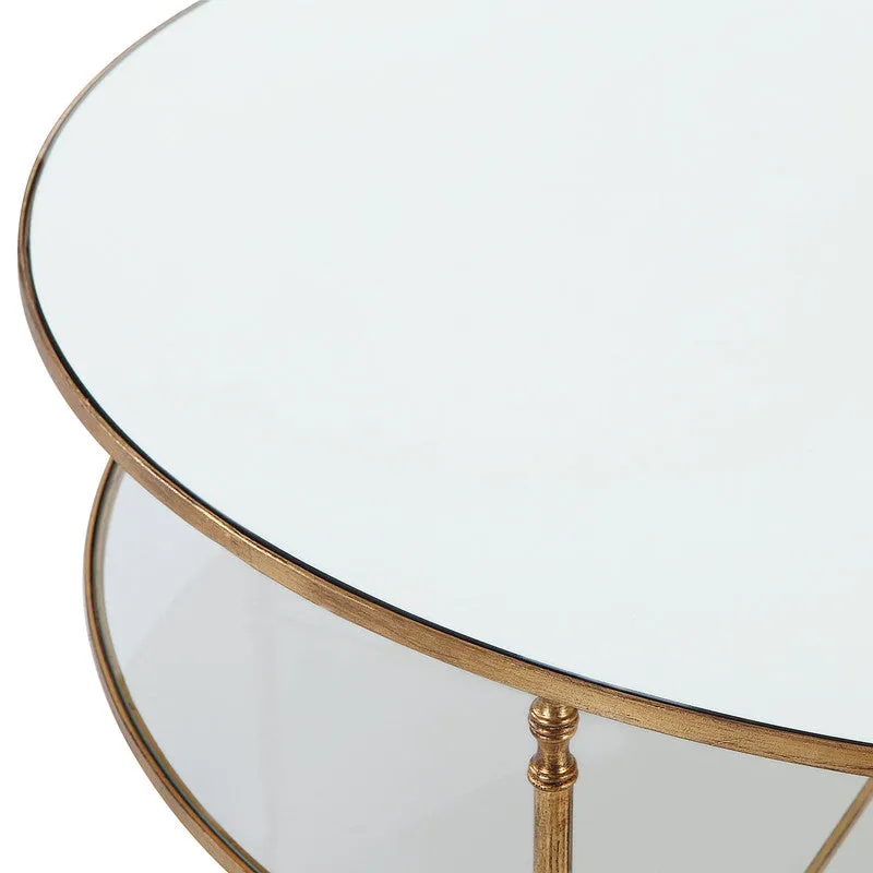Henzler 126 W x 49 H x 126 D Black Round Coffee Table with Mirror Top