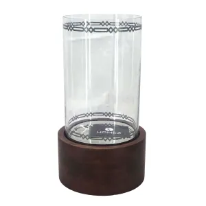 HOMZ WOOD AND GLASS VASE LARGE 13x13x29 CM
